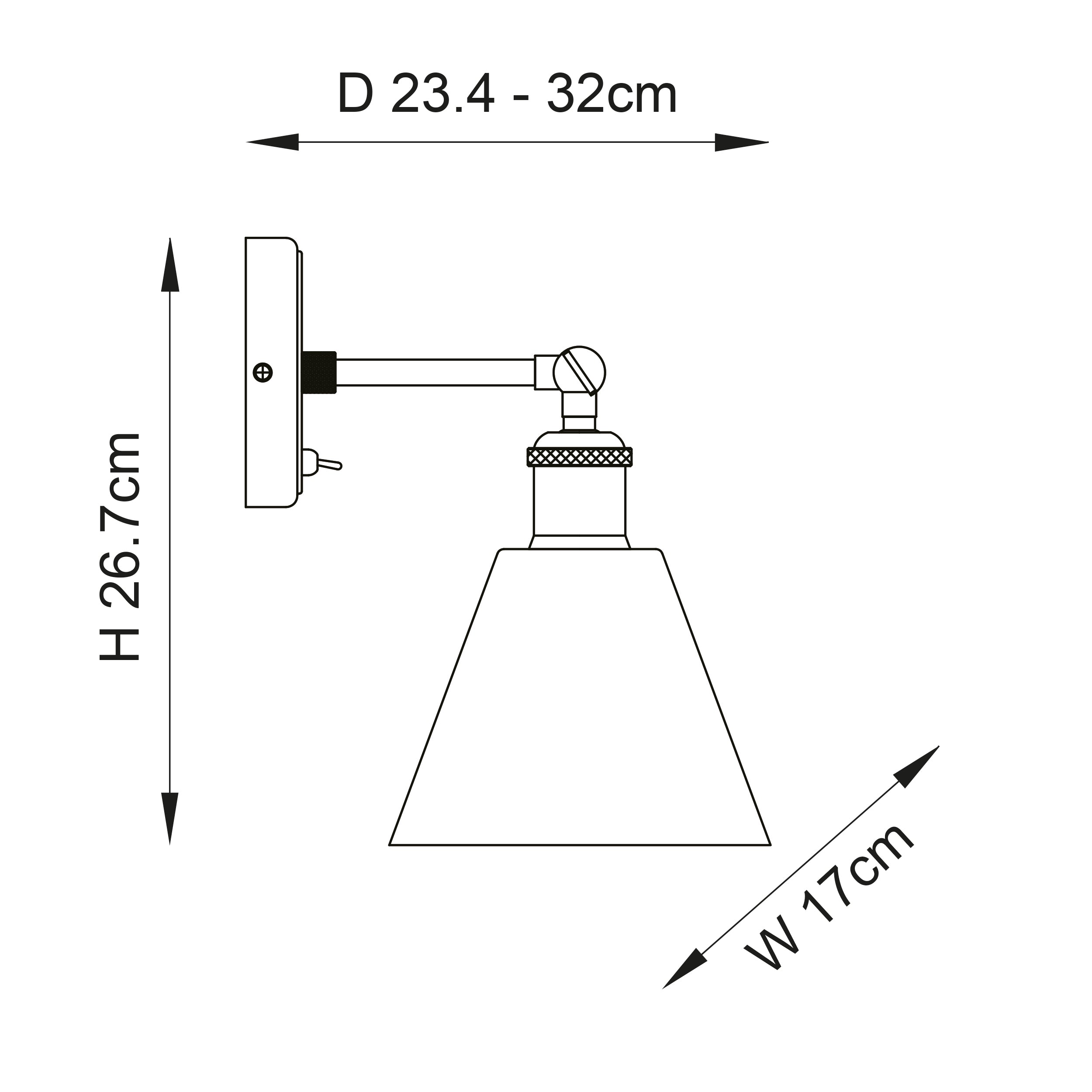 Endon Hal Single Light Wall Light with Glass Shade - Aged Pewter & Aged Copper Plate