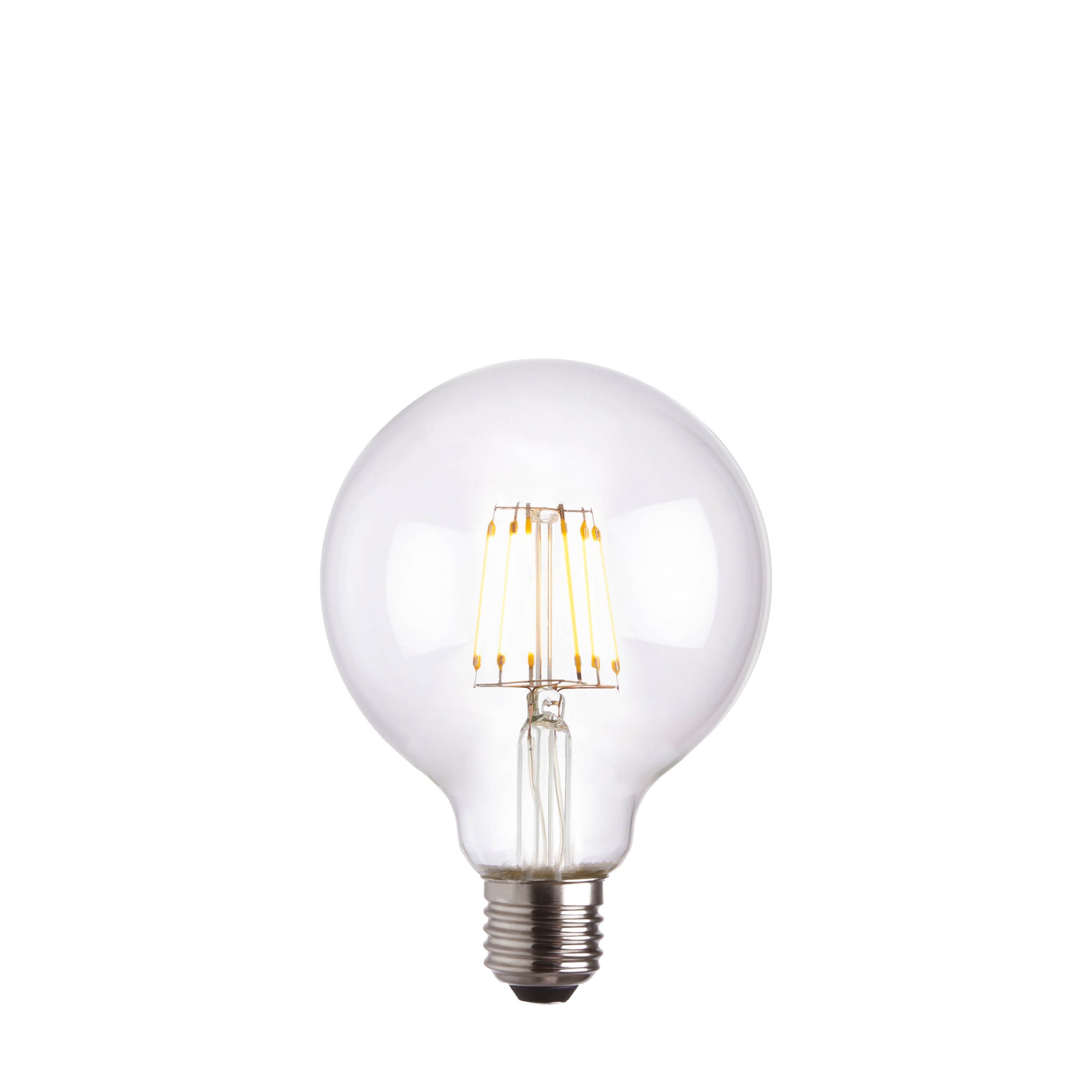 Endon E27 LED 6W 95mm Globe Bulb - 2700K - Dimmable - Clear Glass