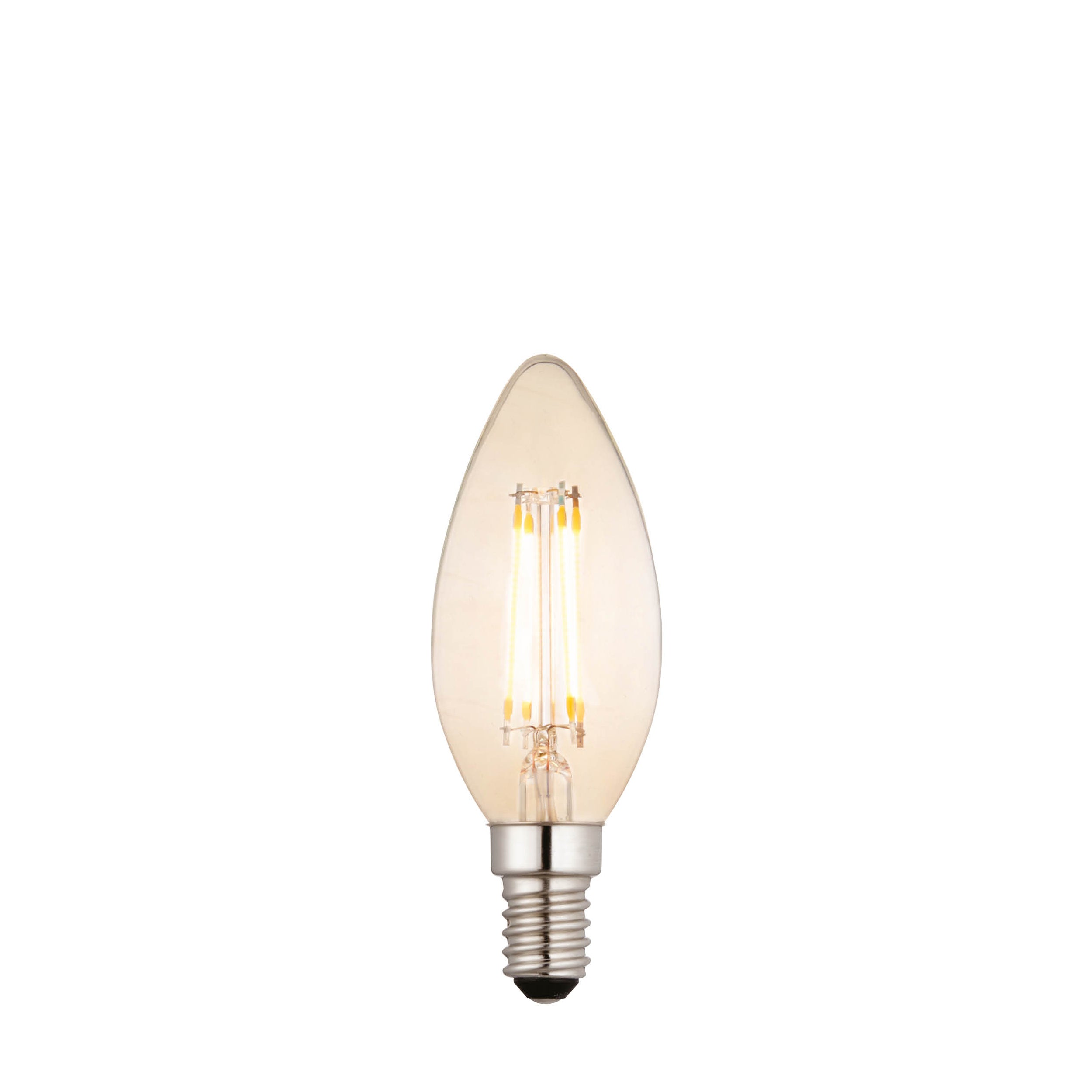 Endon E14 LED 4W Candle Bulb - 2500K - Dimmable - Amber Glass
