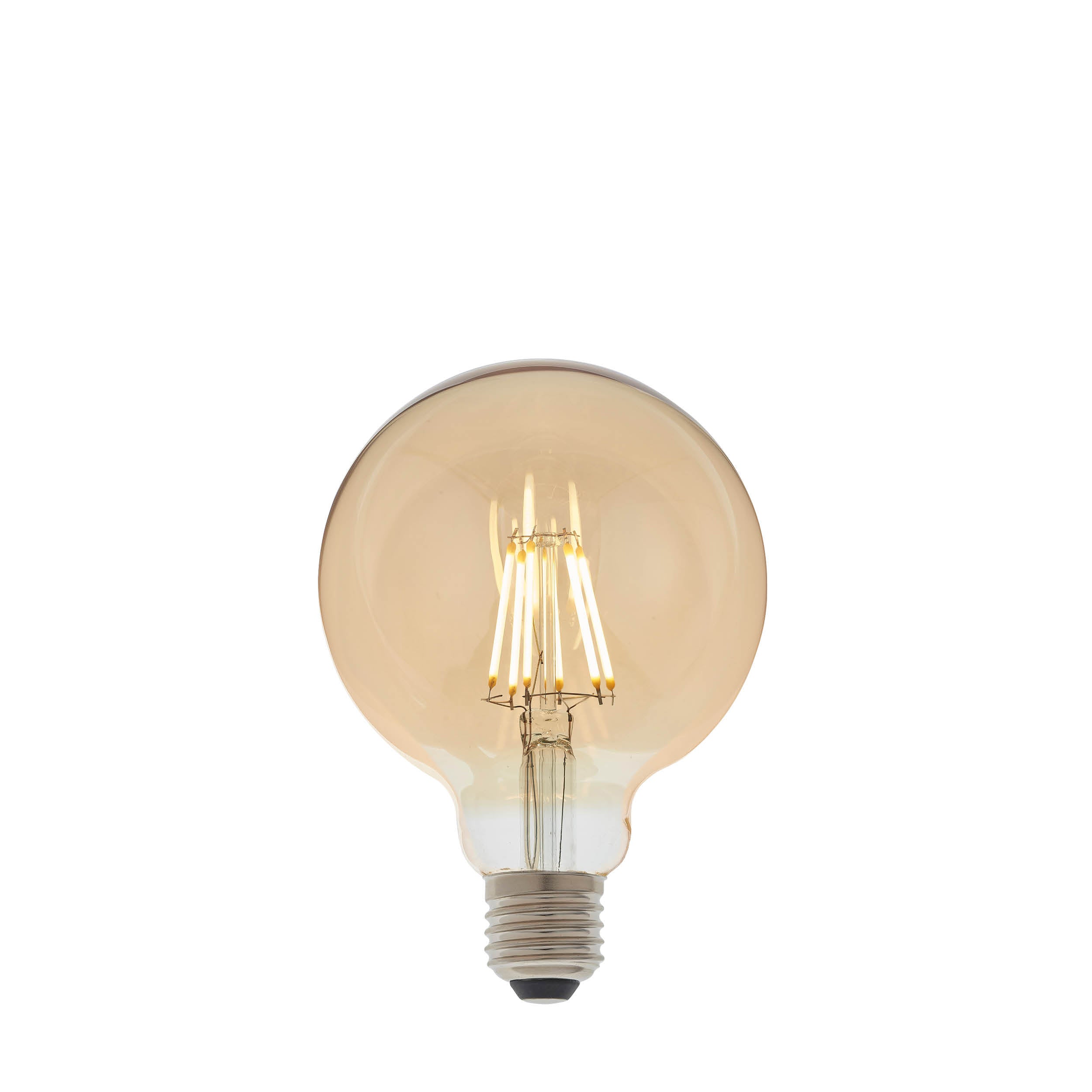Endon E27 LED 6W 95mm Globe Bulb - 2500K - Dimmable - Amber Glass