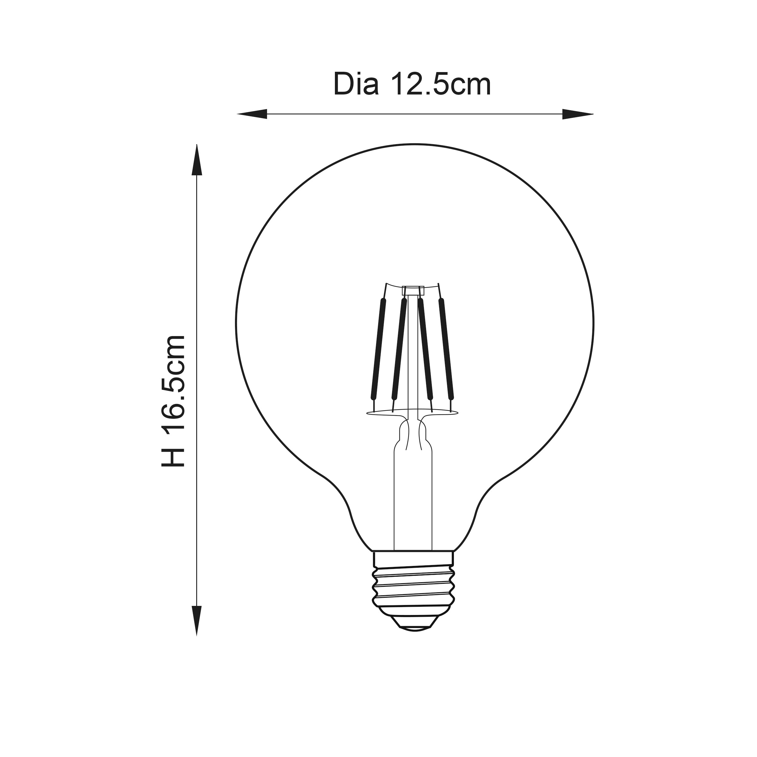 Endon E27 LED 6W 125mm Globe Bulb - 2500K - Dimmable - Amber Glass