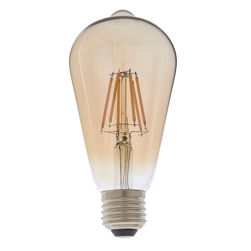 Endon E27 LED 6W Pear Shaped Bulb - 2500K - Dimmable - Amber Glass