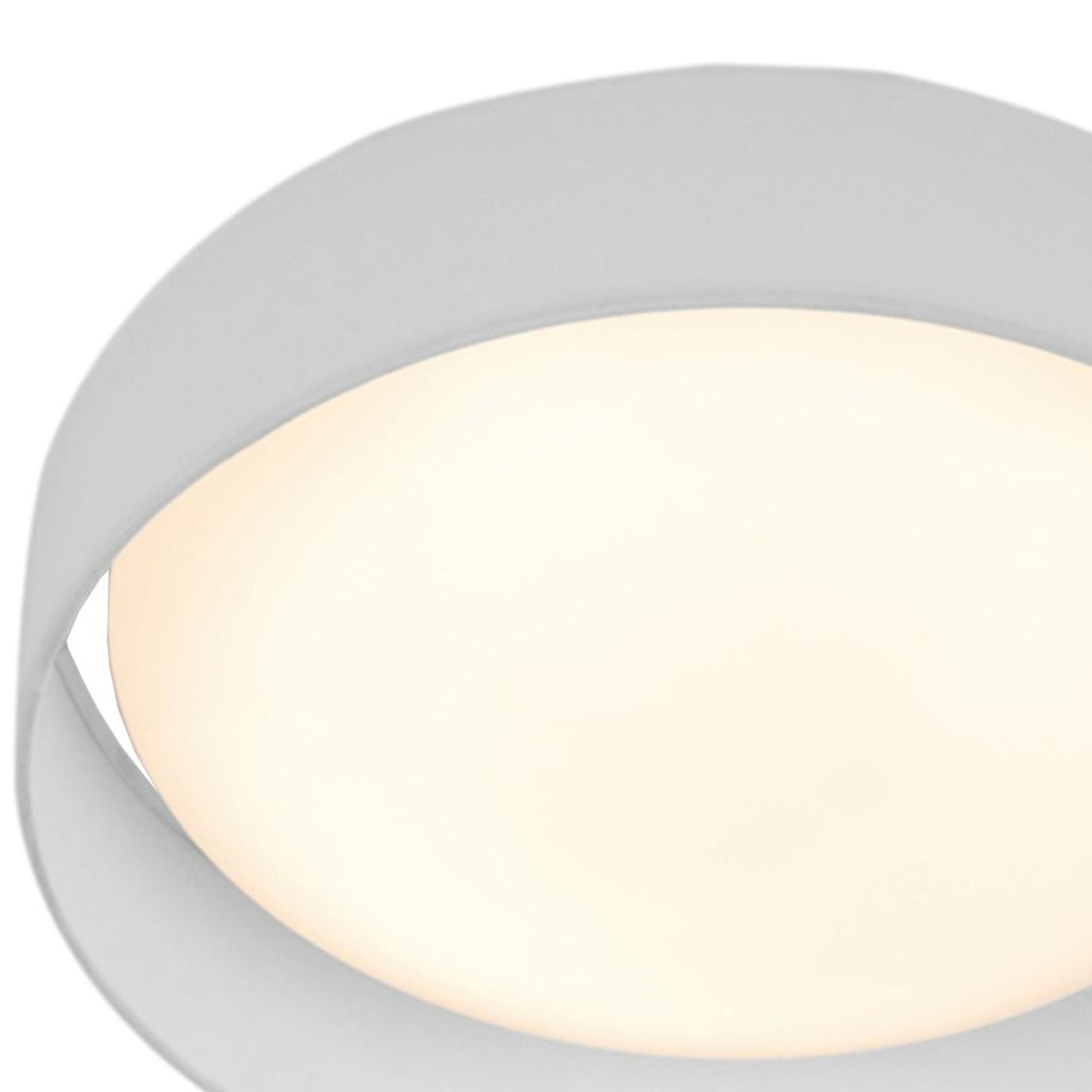 Searchlight Garson LED Flush Ceiling Light Large - Acrylic & White Fabric Shade