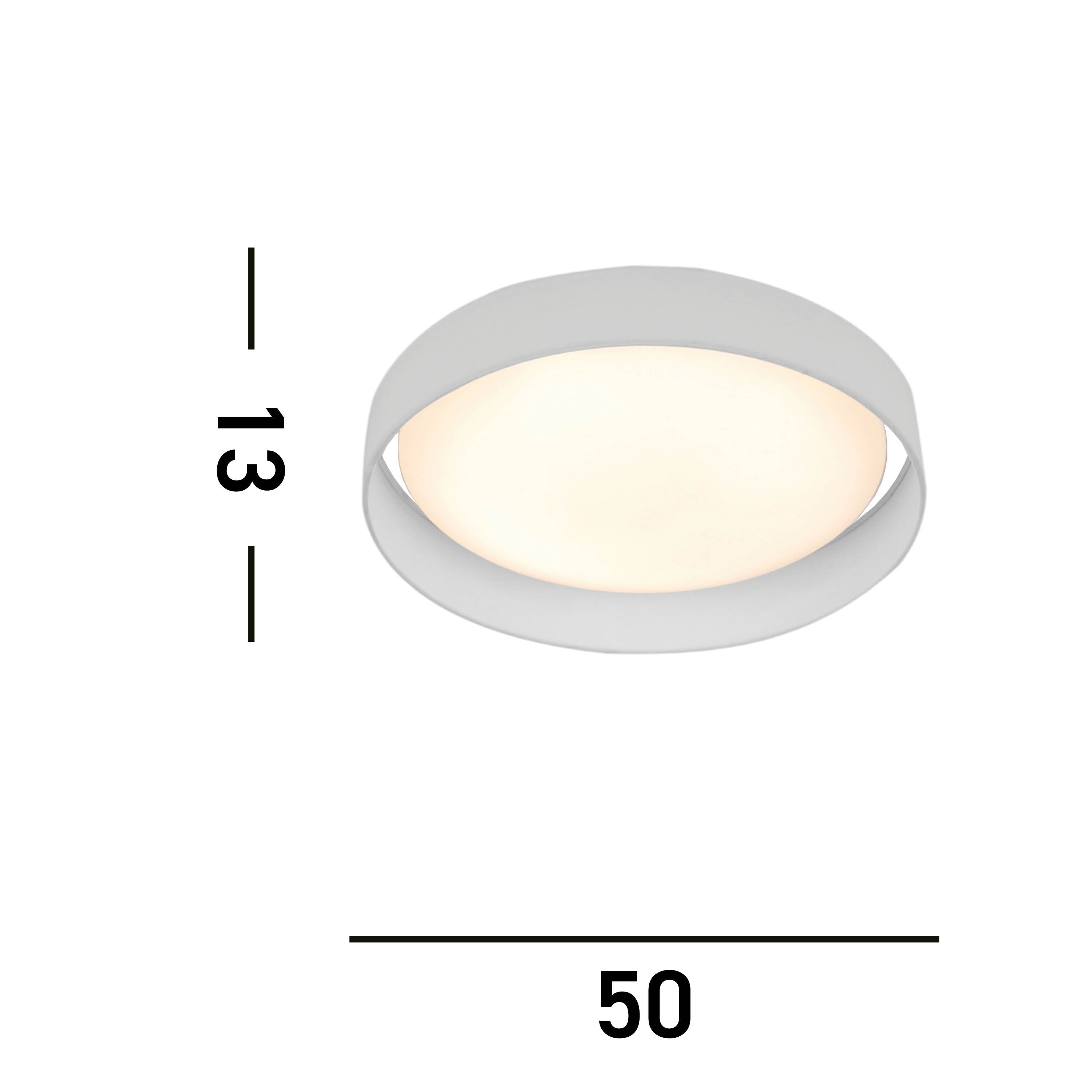 Searchlight Garson LED Flush Ceiling Light Large - Acrylic & White Fabric Shade