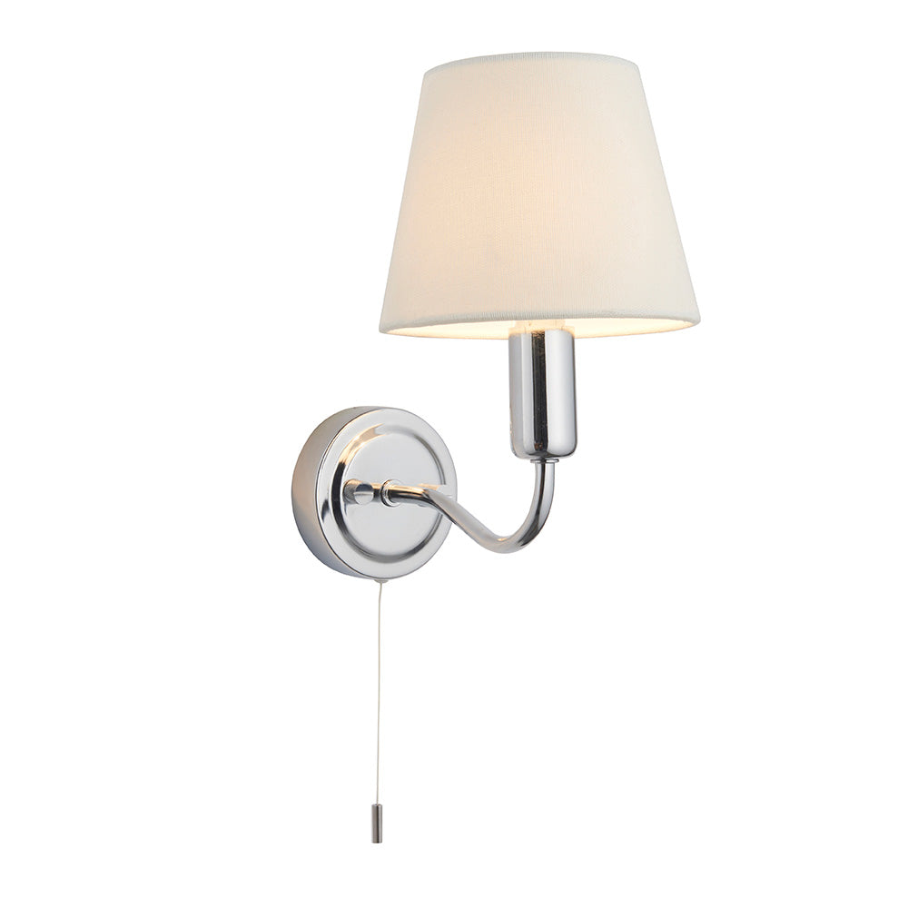 Endon Conway Single Light Wall - Chrome Plate & Ivory Fabric