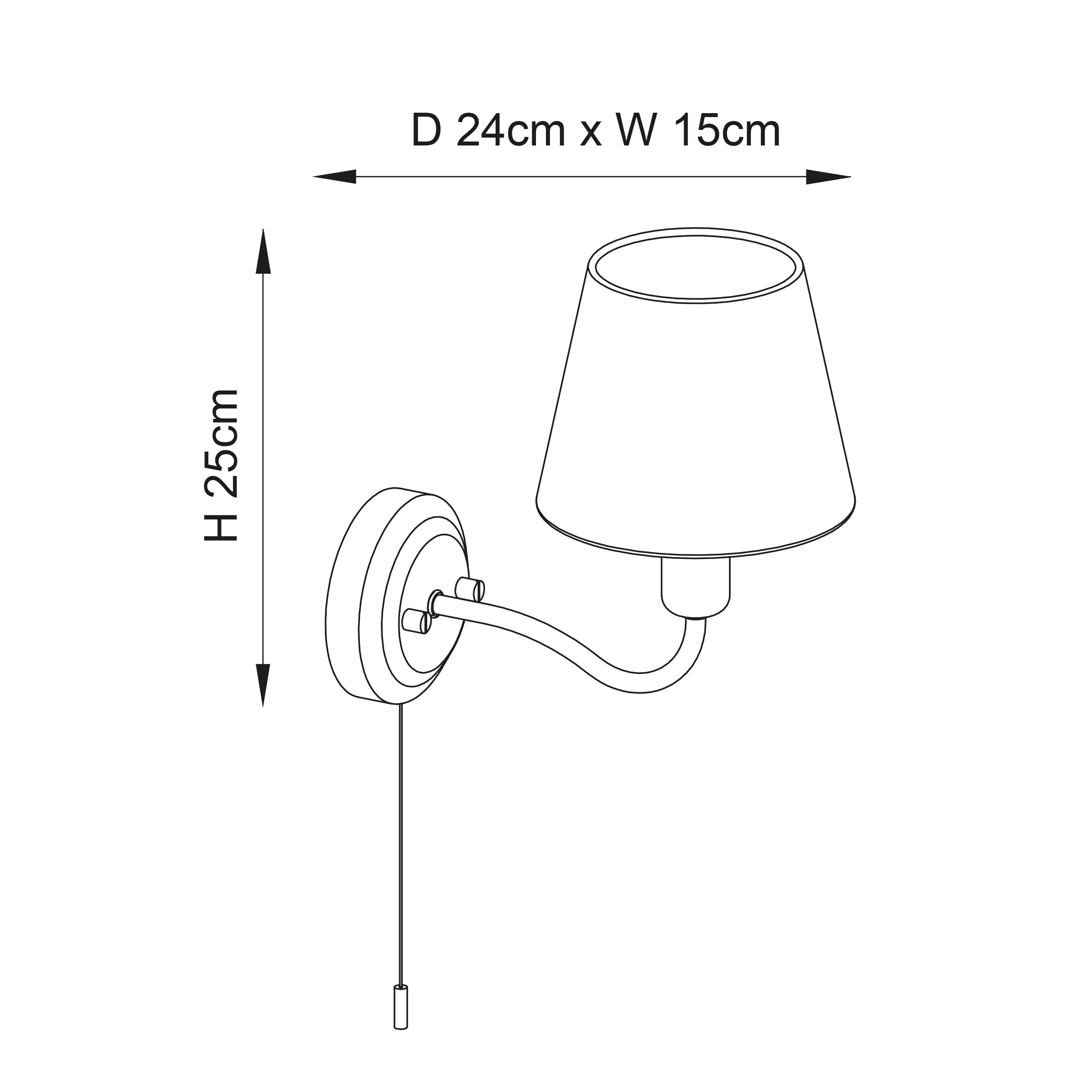 Endon Conway Single Light Wall - Satin Brass Plate & Ivory Fabric