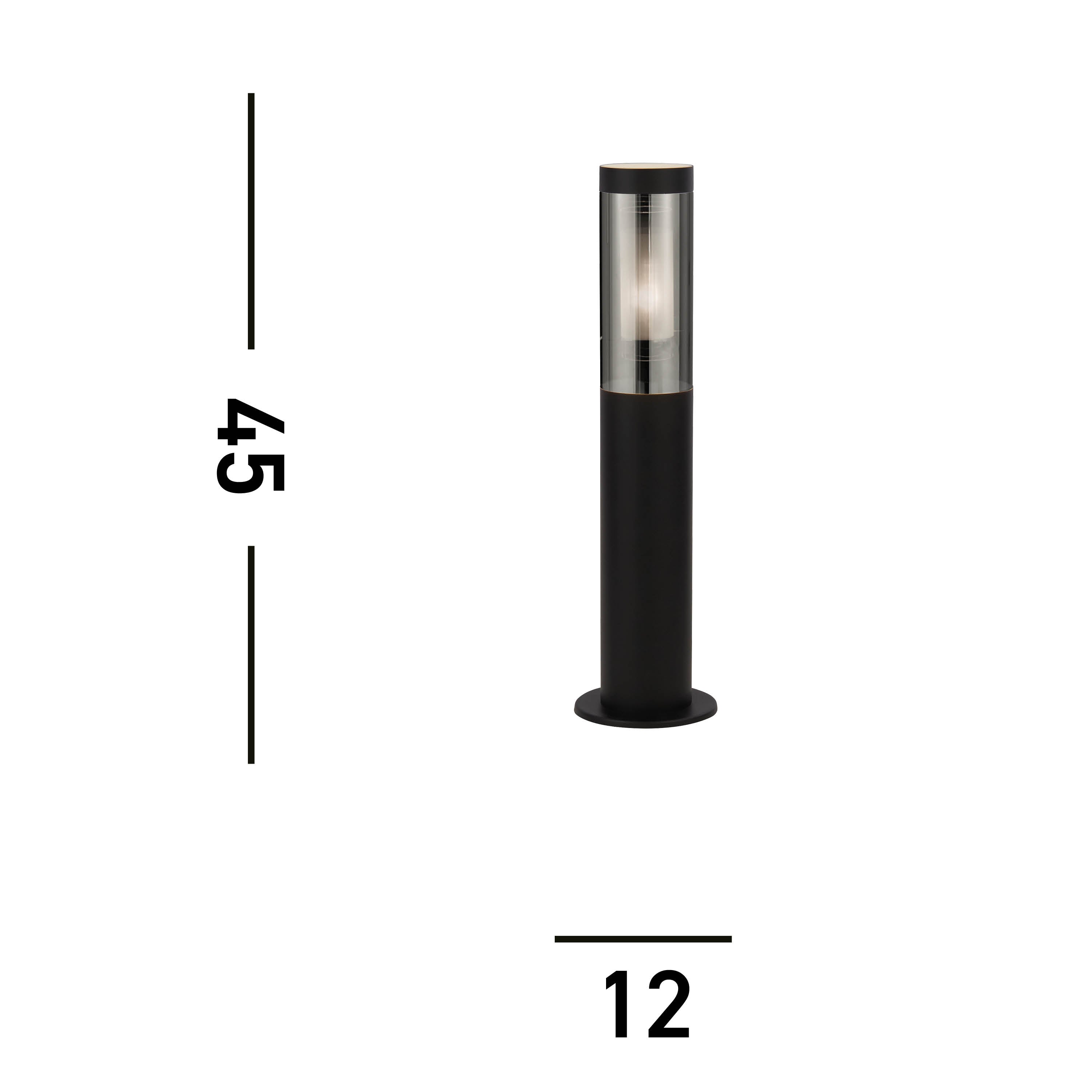 Searchlight Barnet 450mm Outdoor IP44 Post - Black & Smoked Diffuser
