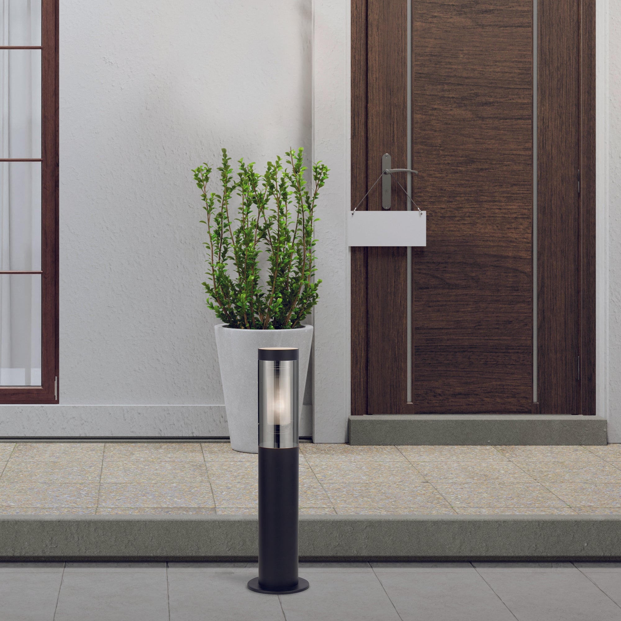 Searchlight Barnet 450mm Outdoor IP44 Post - Black & Smoked Diffuser