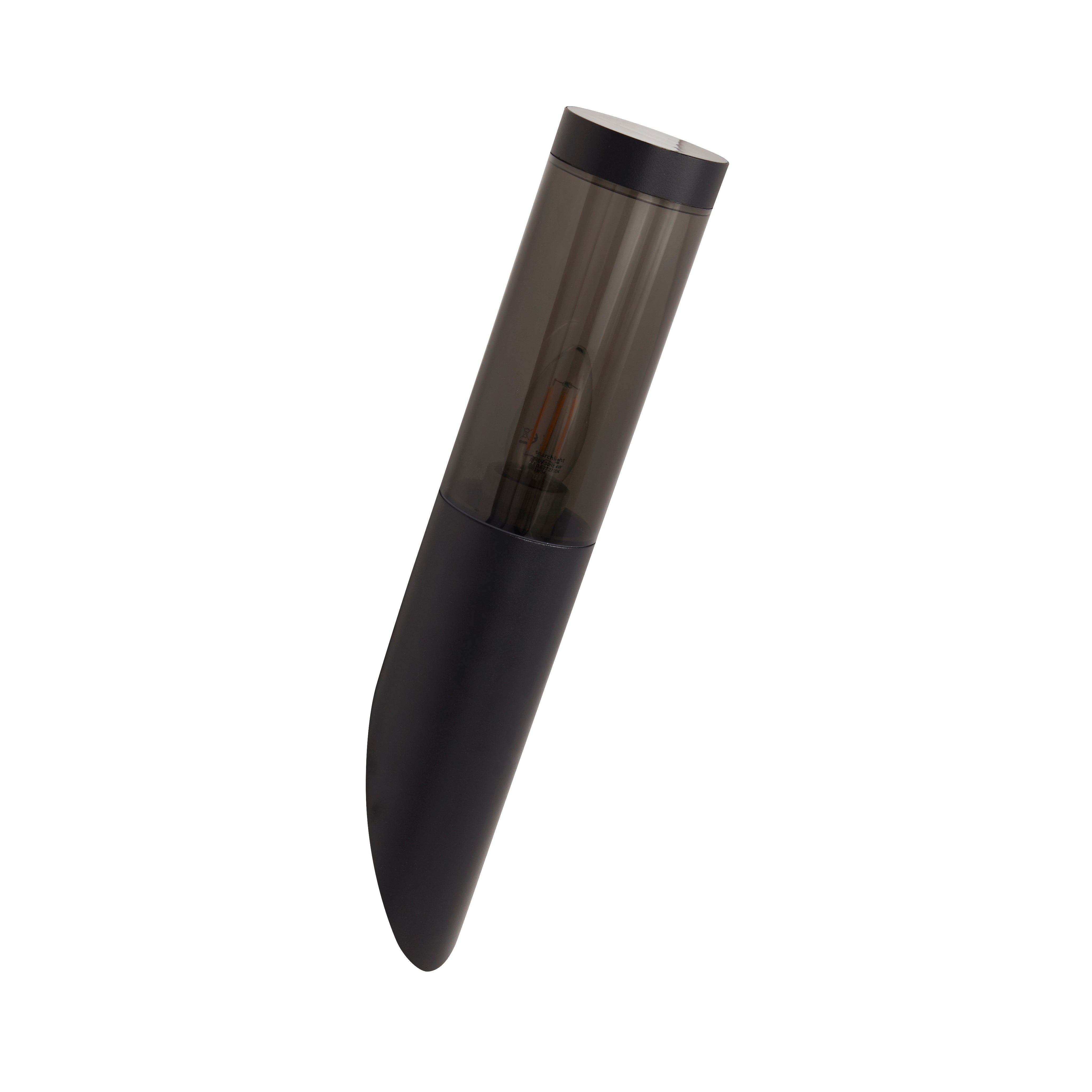 Searchlight Barnet Outdoor IP44 Wall Light - Black & Smoked Diffuser