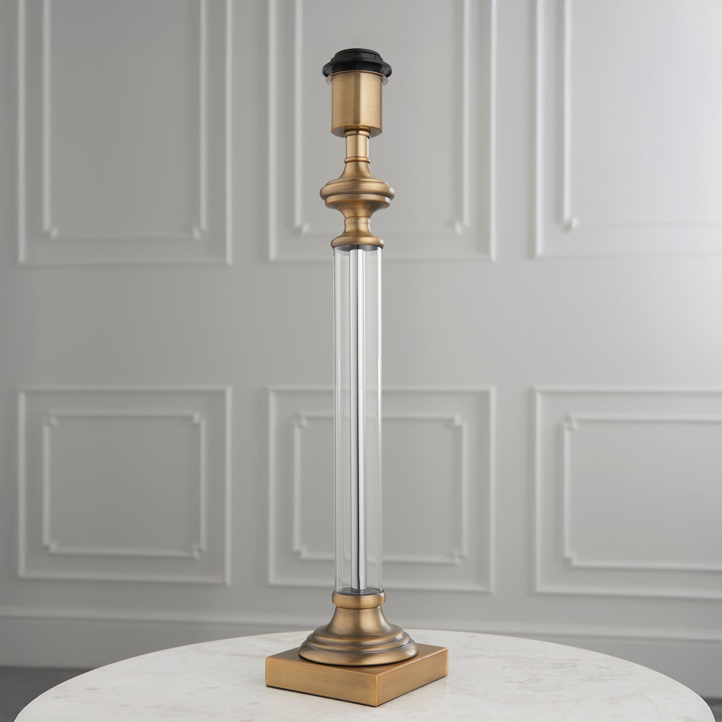 Endon Avebury Single Light Table Lamp Base - Antique Brass & Clear Glass - Base Only