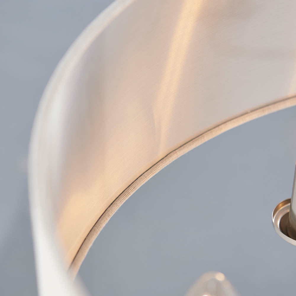Endon Highclere 6 Light Pendant - Brushed Chrome Plate & Neutral Linen