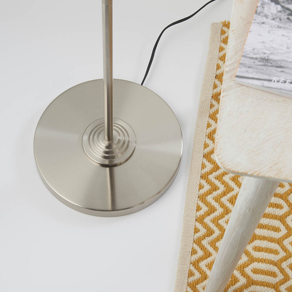 Endon Highclere 3 Light Floor Lamp - Brushed Chrome Plate & Neutral Linen