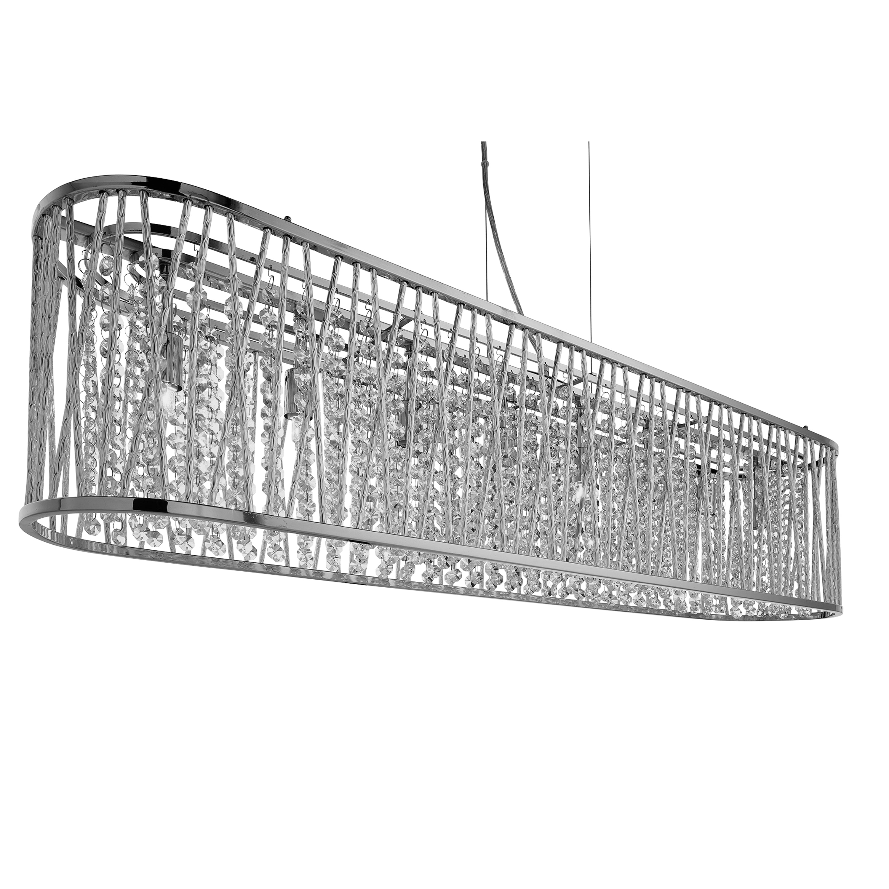 Searchlight Edgeware 8 Light Bar Pendant - Chrome, Clear Crystal & Aluminium Trim
