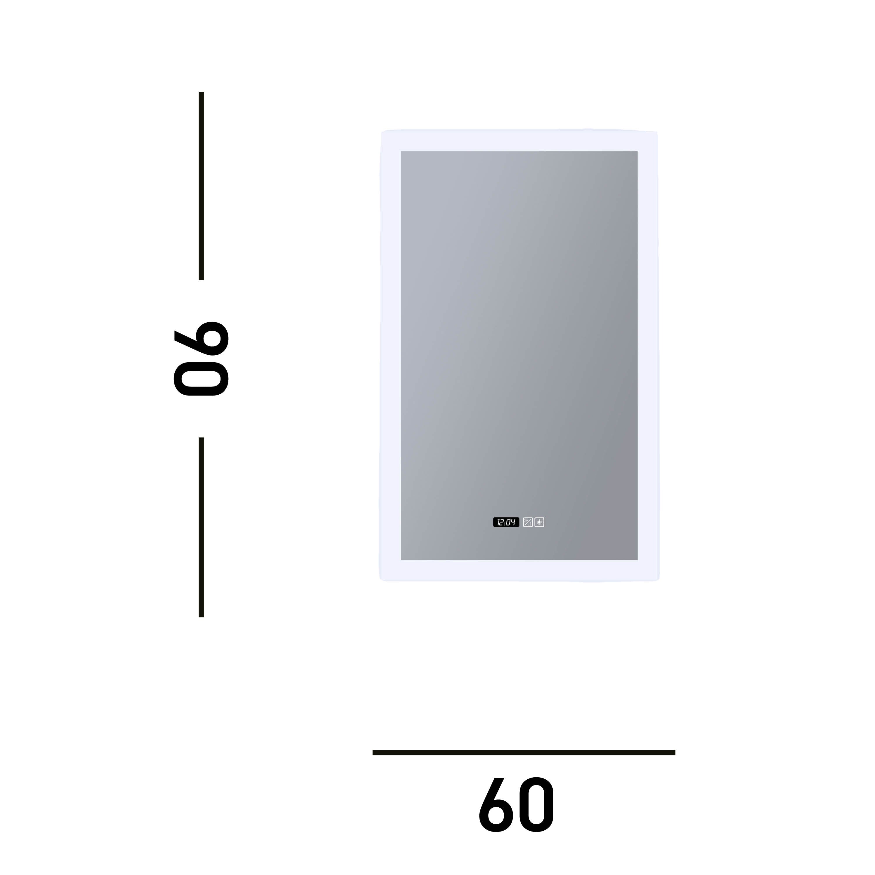 Searchlight Rectangle Bathroom Mirror - Digital Clock & Demister Pad