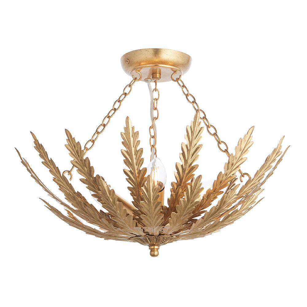 Endon Delphine 3 Light Flush - Gold Leaf
