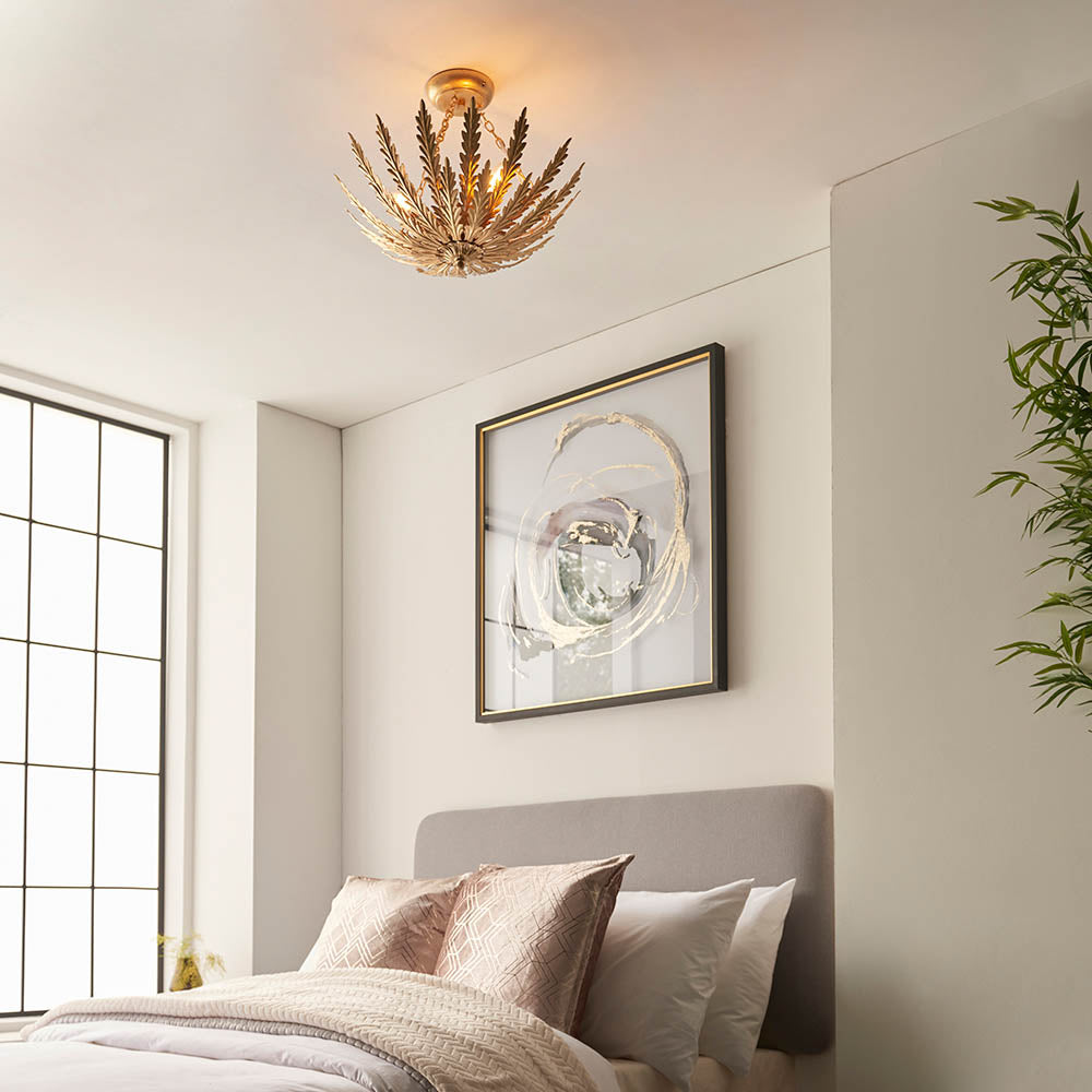 Endon Delphine 3 Light Flush - Gold Leaf