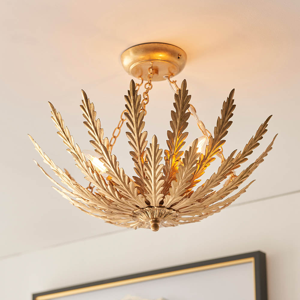 Endon Delphine 3 Light Flush - Gold Leaf