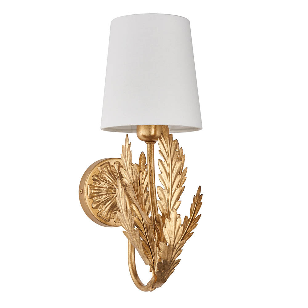 Endon Delphine Single Wall Light - Gold Leaf & Ivory Cotton Fabric