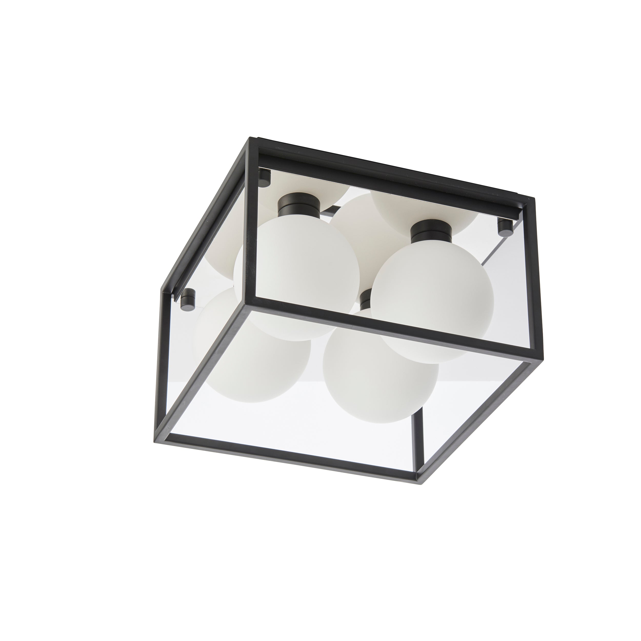 Endon Square Box - Open Framed - Ceiling Light - Black & White Globes