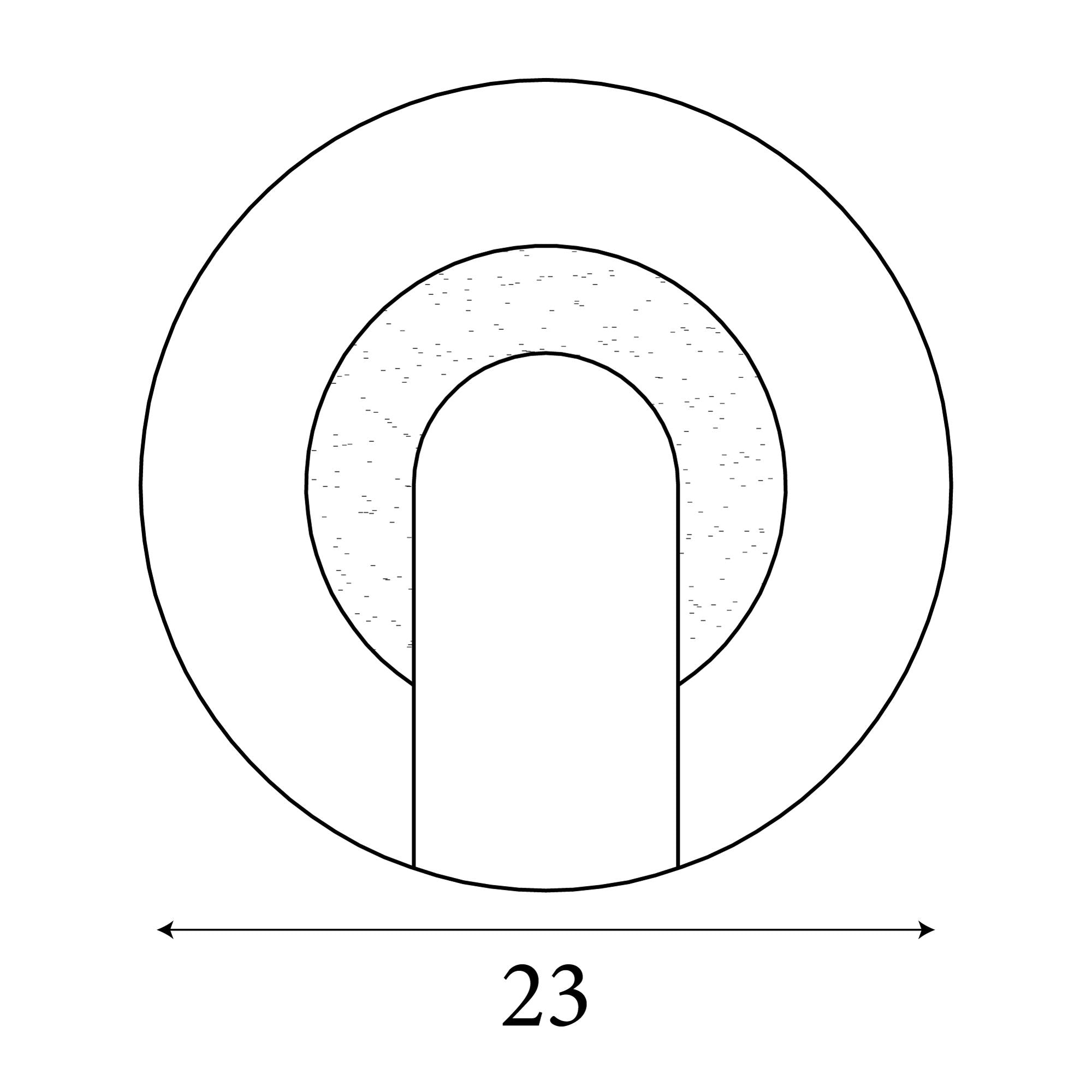 Technical line drawing of the Target wall light showing a 23cm diameter