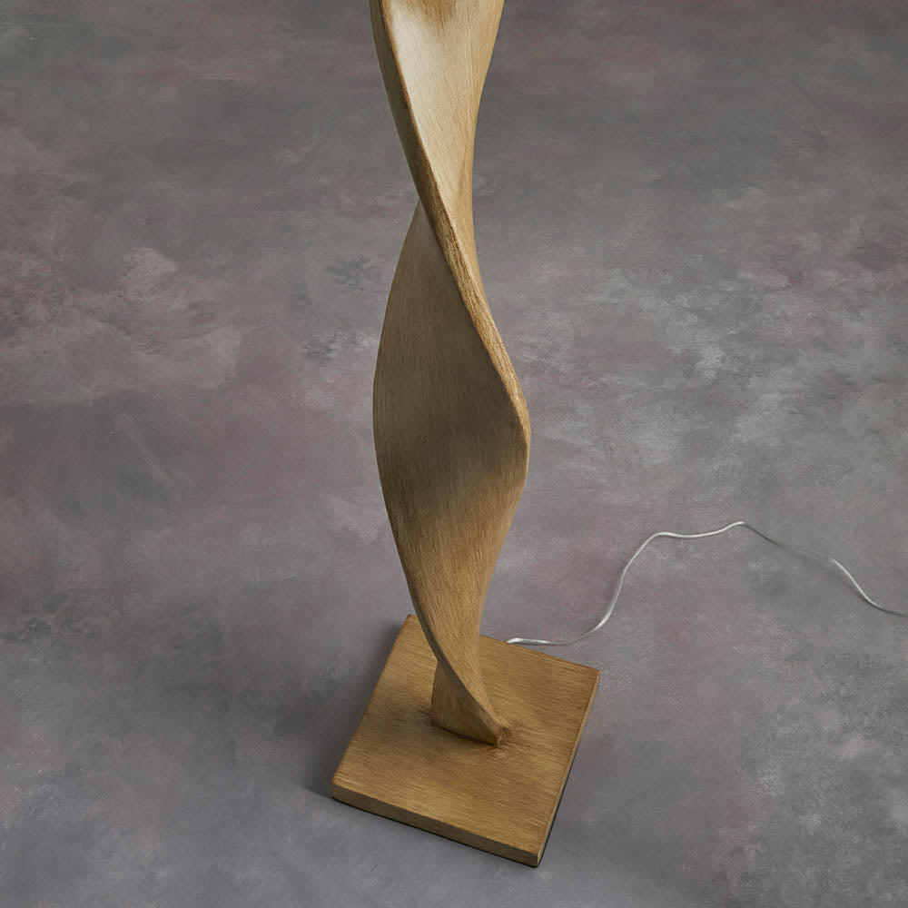 Endon Abia Single Light Floor Lamp - Oak Effect Resin & Neutral Linen