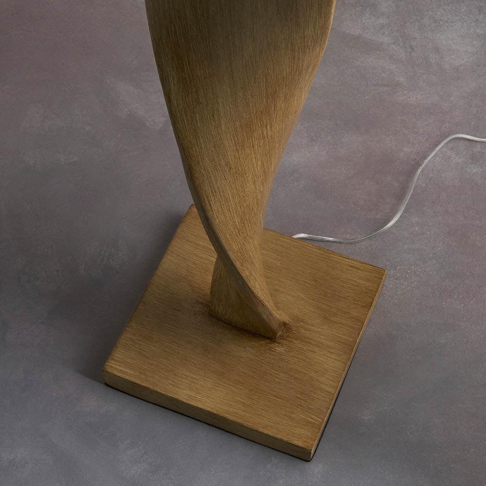 Endon Abia Single Light Floor Lamp - Oak Effect Resin & Neutral Linen