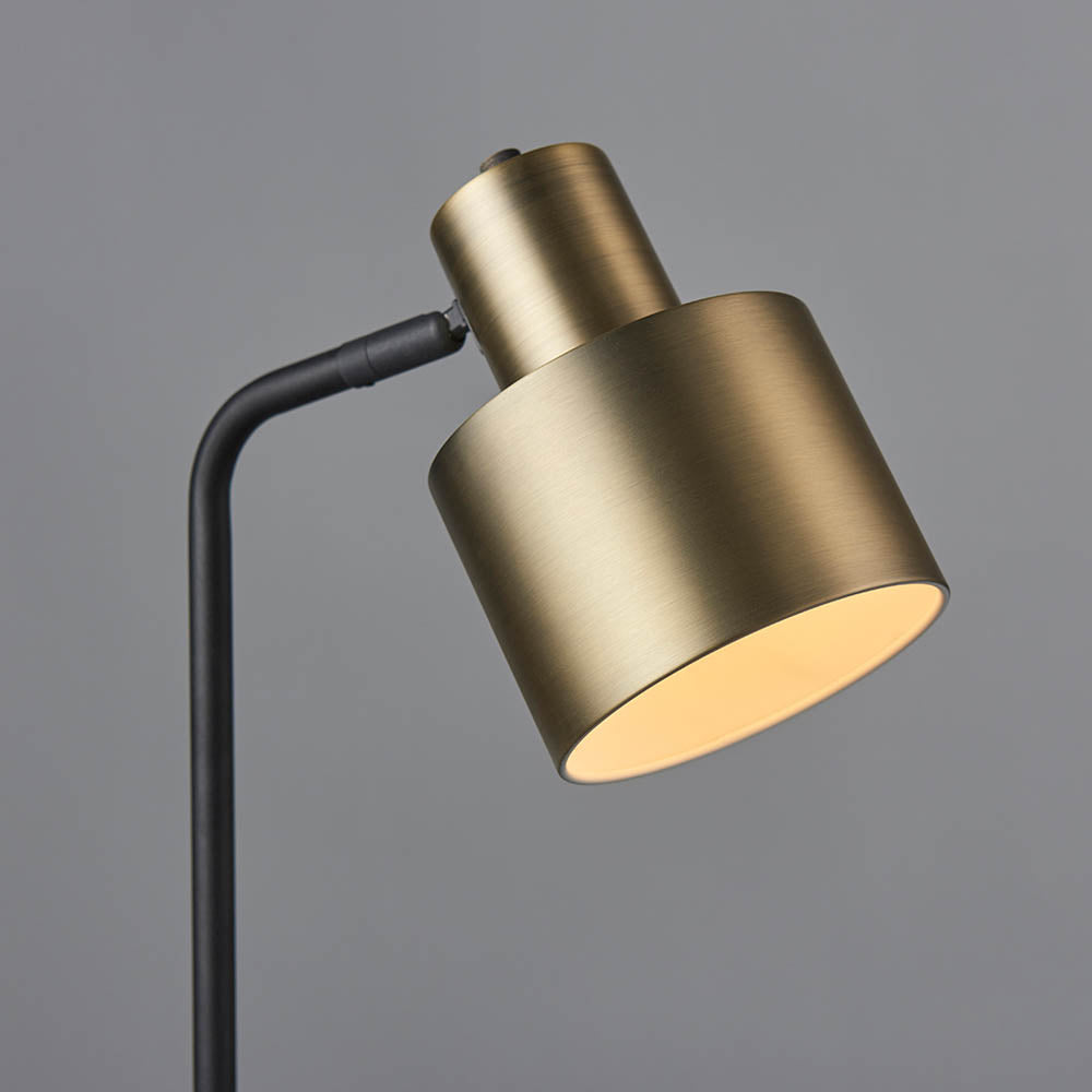 Endon Mayfield Task Single Light Table Lamp - Matt Antique Brass Plate & Matt Black