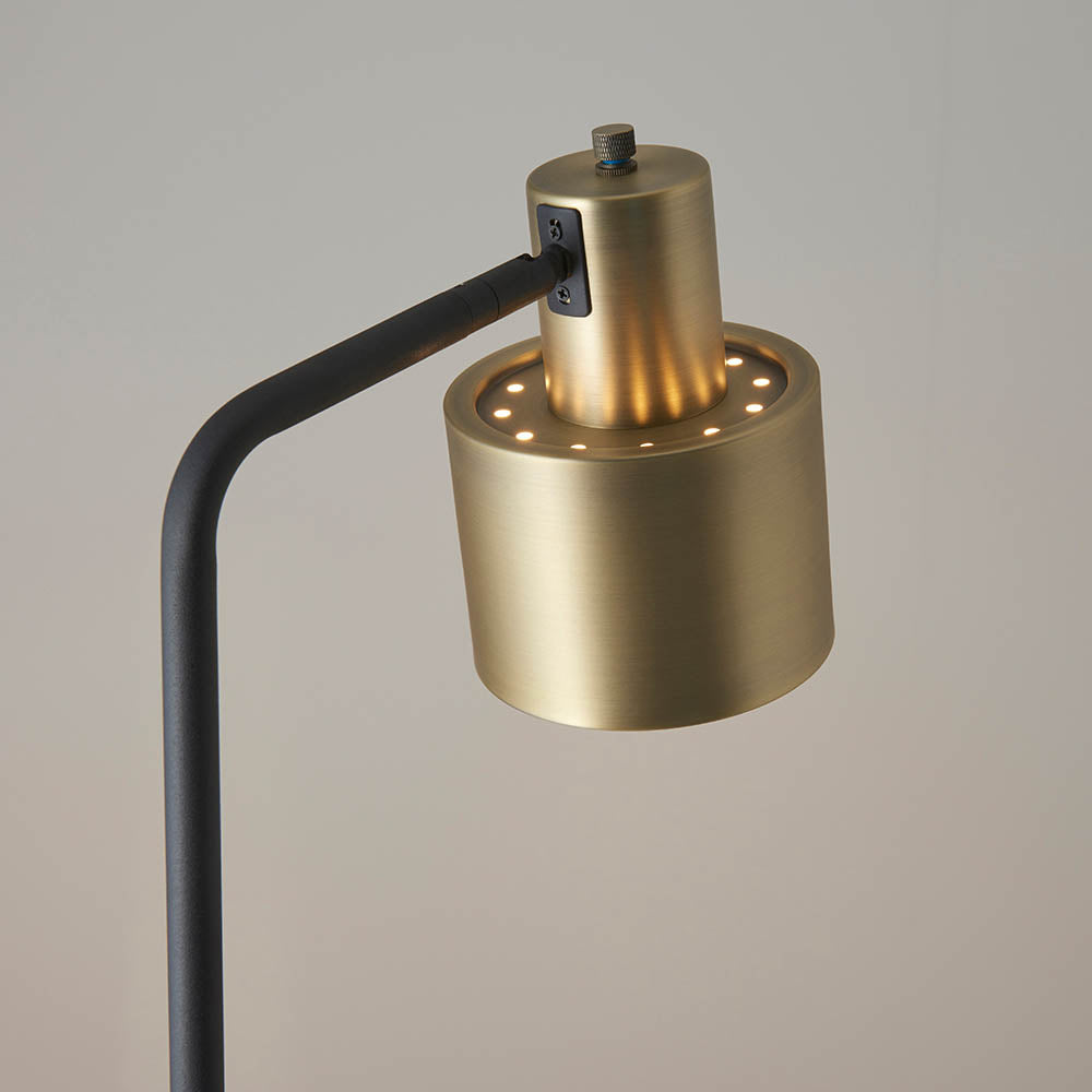 Endon Mayfield Task Single Light Floor Lamp - Matt Antique Brass Plate & Matt Black