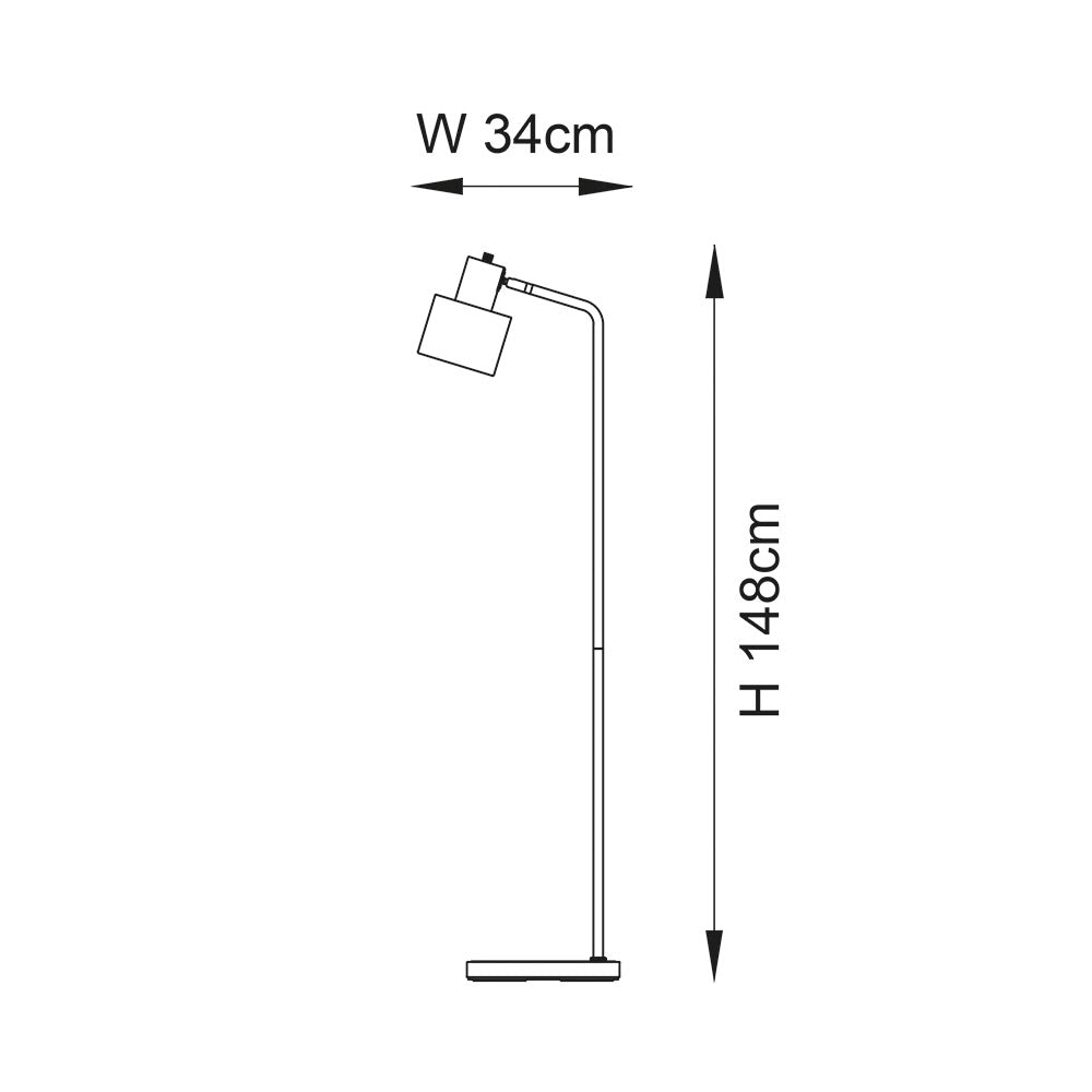 Endon Mayfield Task Single Light Floor Lamp - Matt Antique Brass Plate & Matt Black