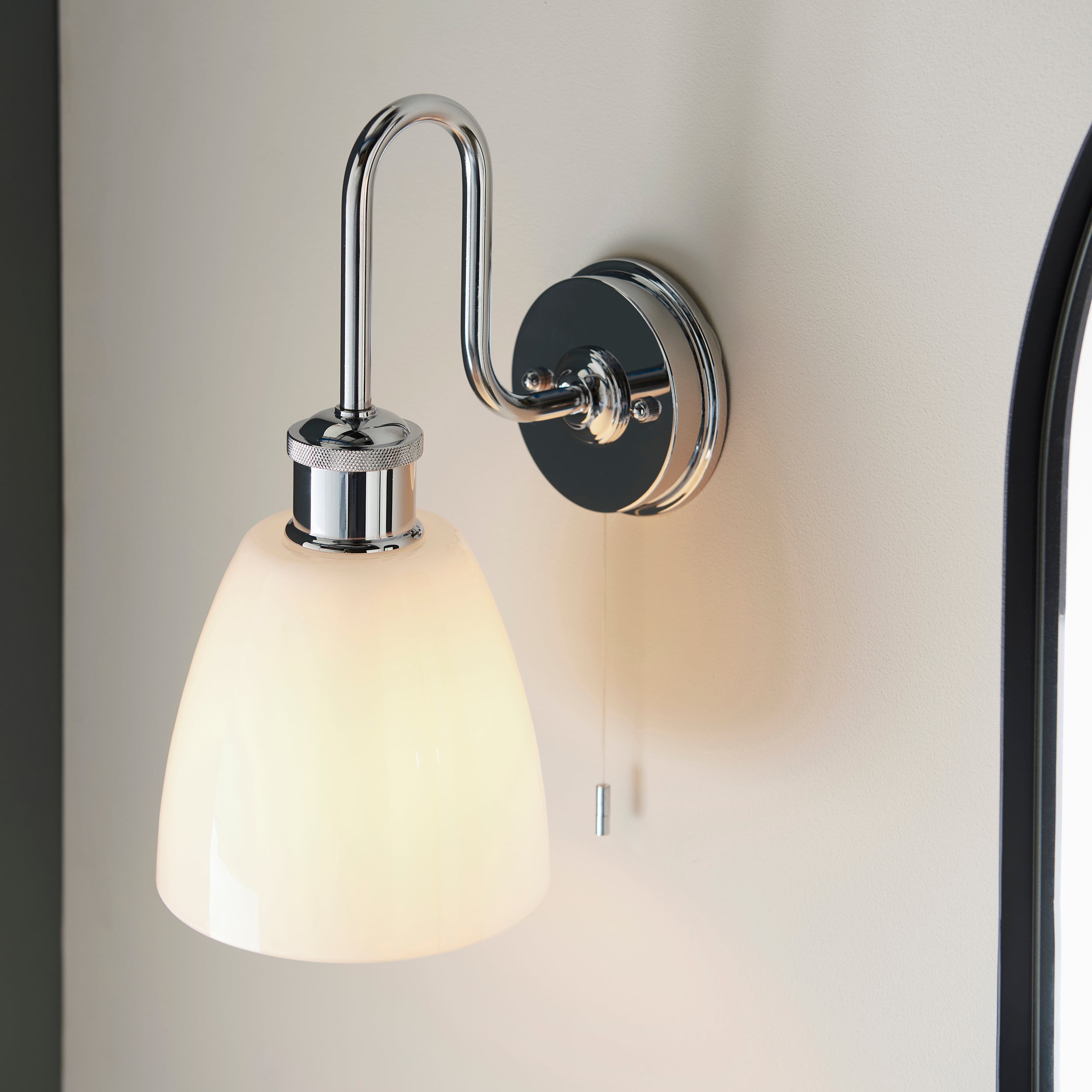 Endon Piper Single Wall Light - Opal Glass & Polished Chrome