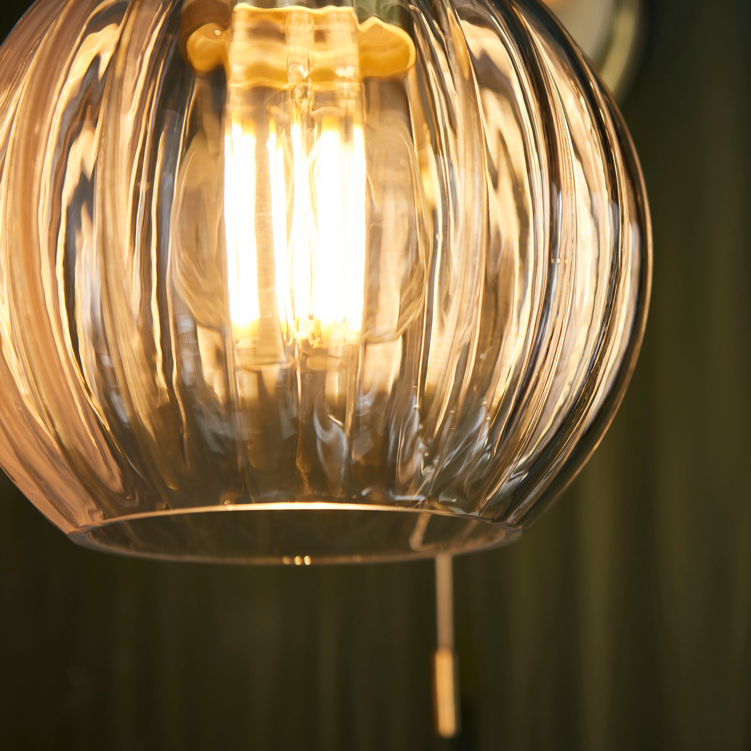 Endon Plush Single Light Wall - Satin Brass & Ribbed Glass