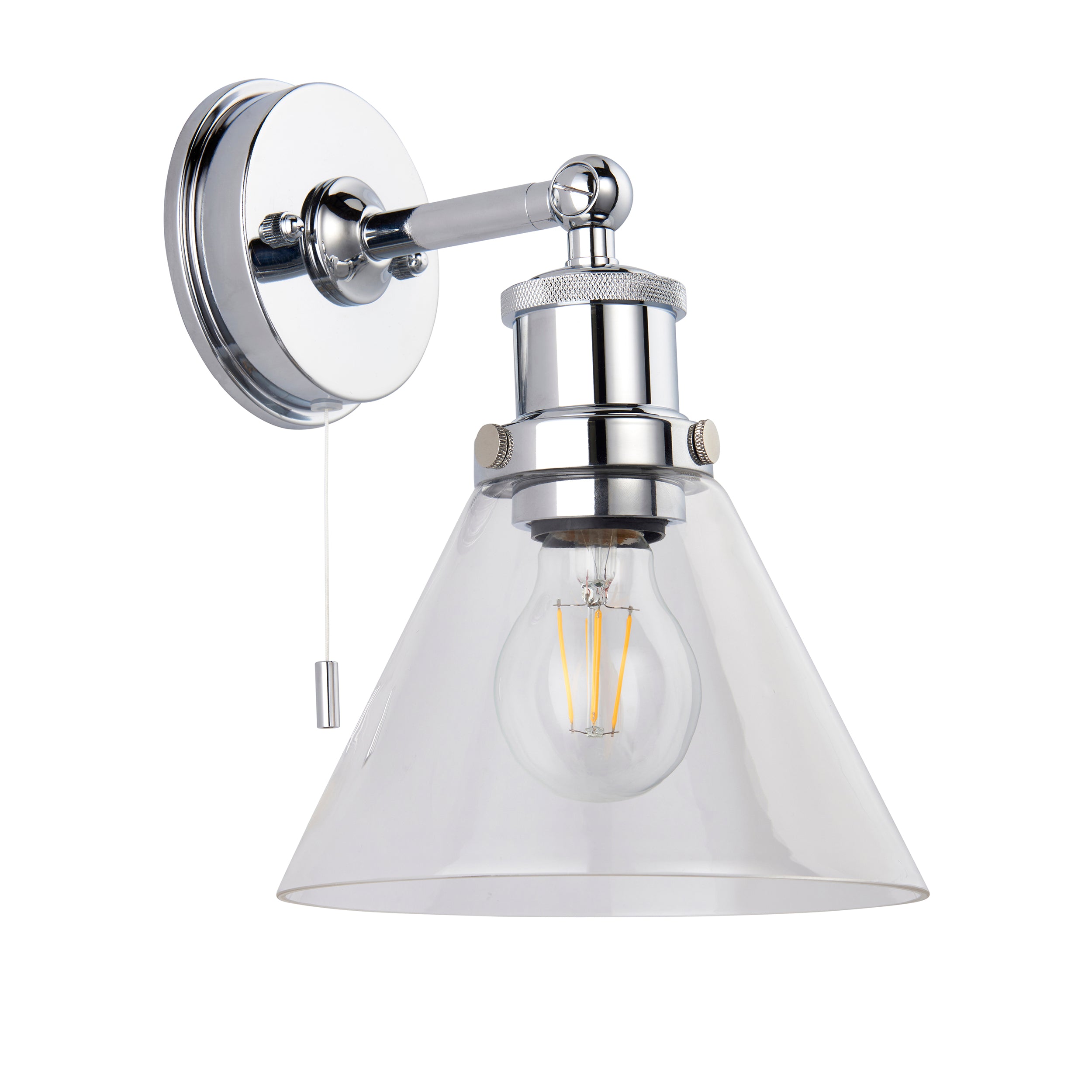Endon Maldon IP44 Wall Light - Chrome Plated & Clear Coned Glass
