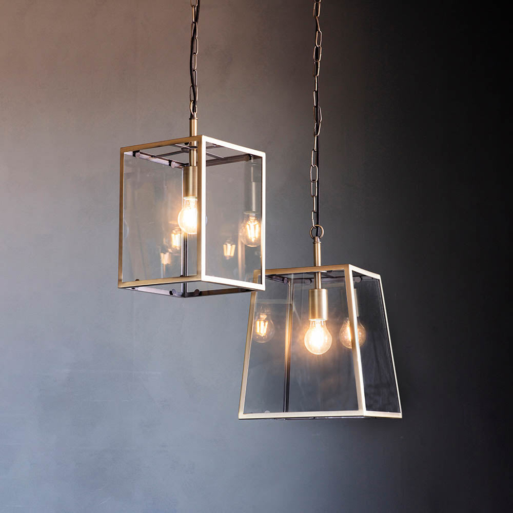 Endon Hurst Single Light Pendant - Matt Antique Brass Plate & Clear Glass