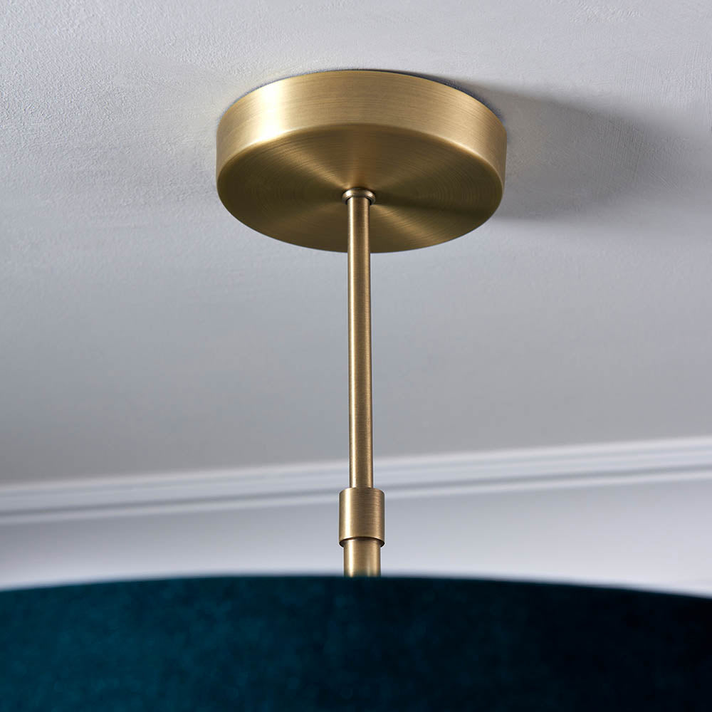 Endon Hayfield 3 Light Pendant - Matt Antique Brass Plate & Green Velvet