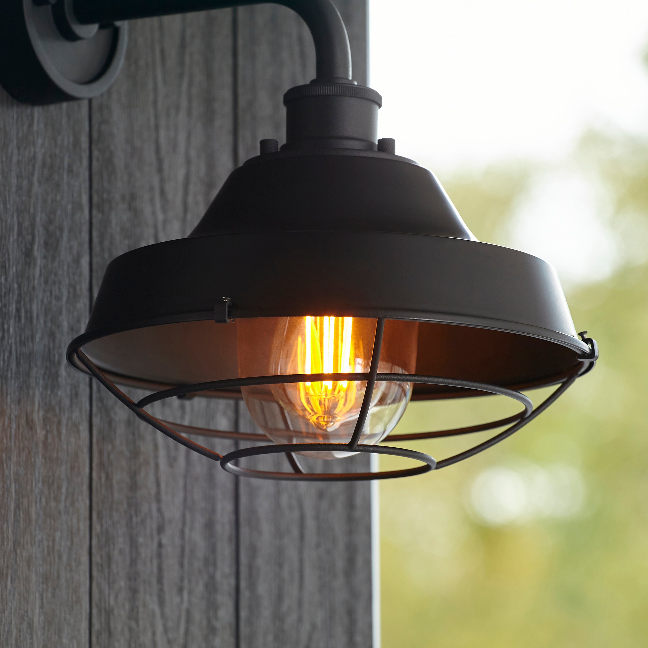 Endon Coop Caged Single Wall Light - Textured Black