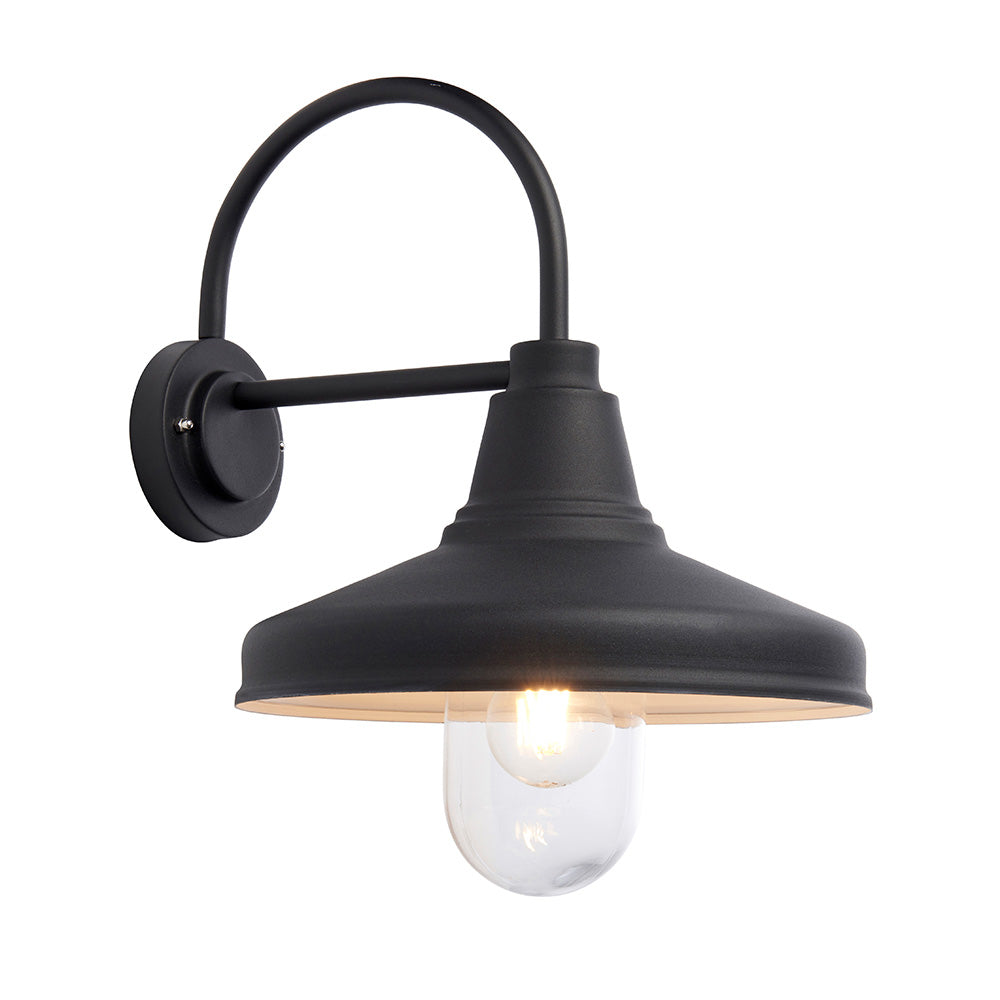 Endon Farmhouse Single Light Wall - Textured Black & Clear Glass