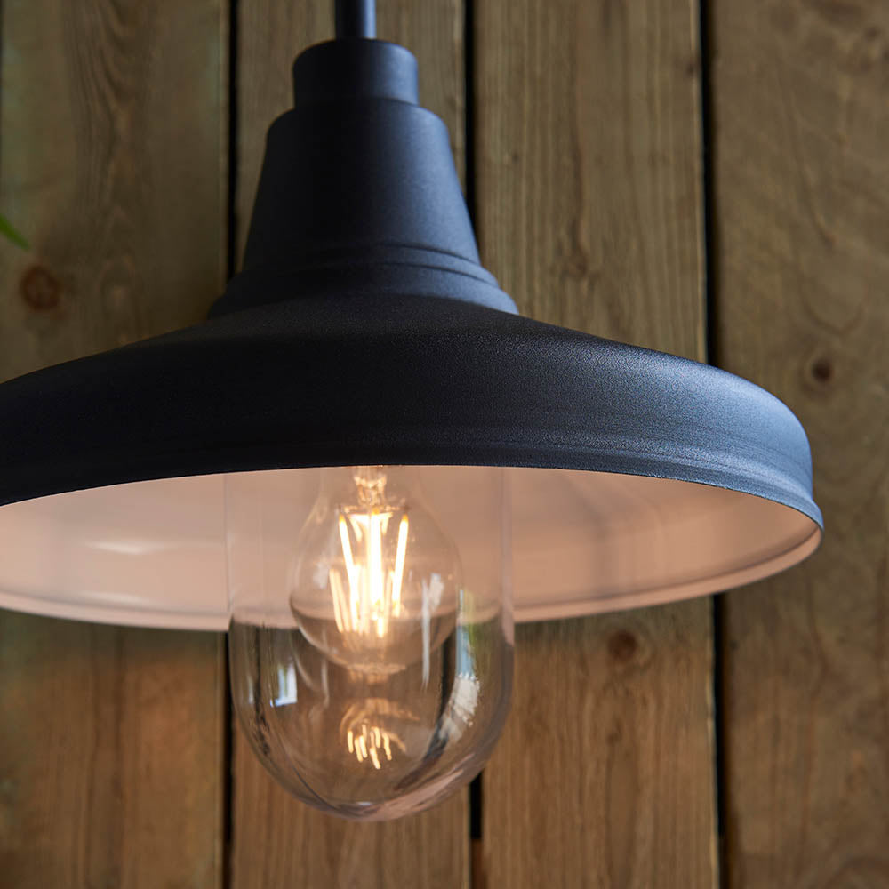Endon Farmhouse Single Light Wall - Textured Black & Clear Glass