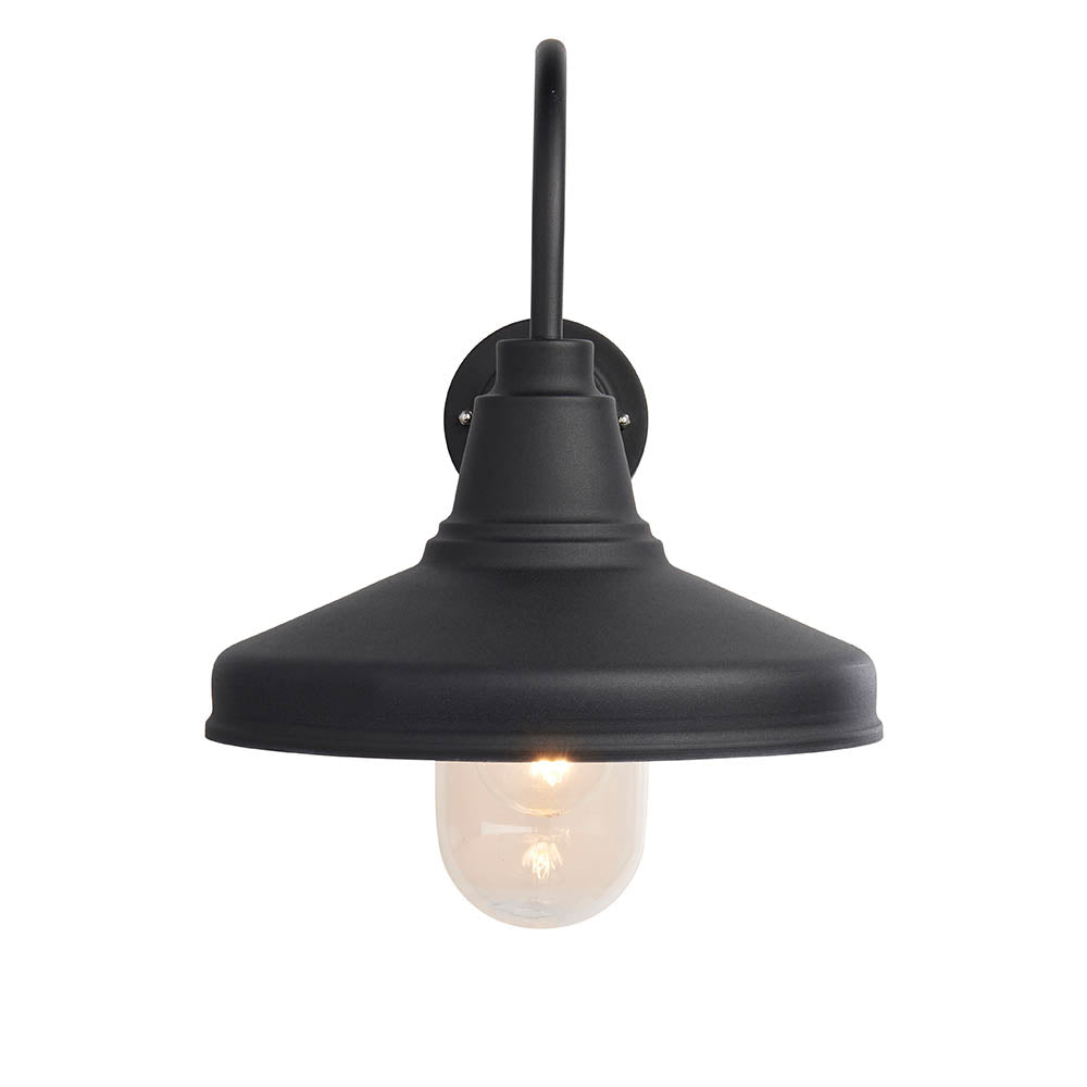 Endon Farmhouse Single Light Wall - Textured Black & Clear Glass
