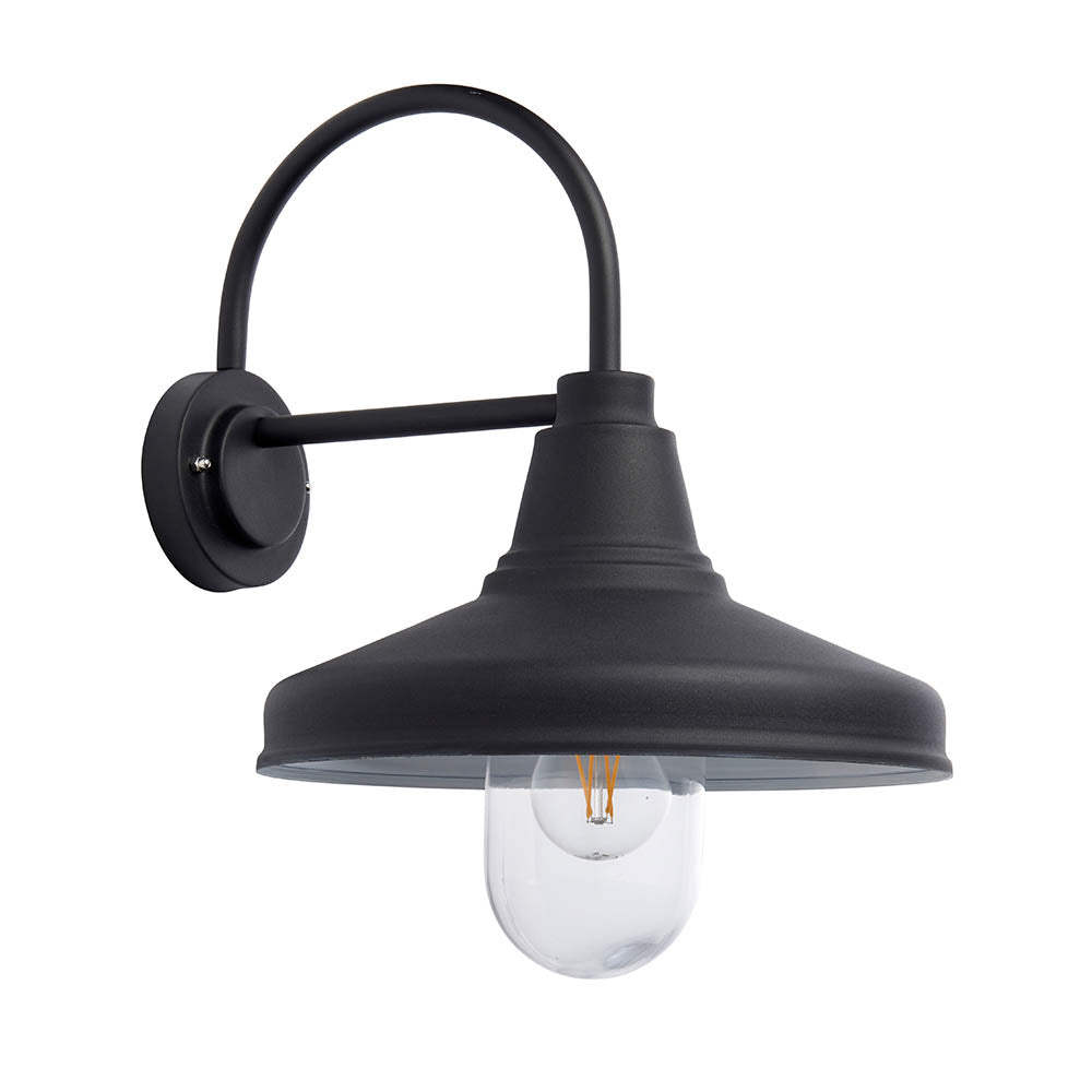 Endon Farmhouse Single Light Wall - Textured Black & Clear Glass