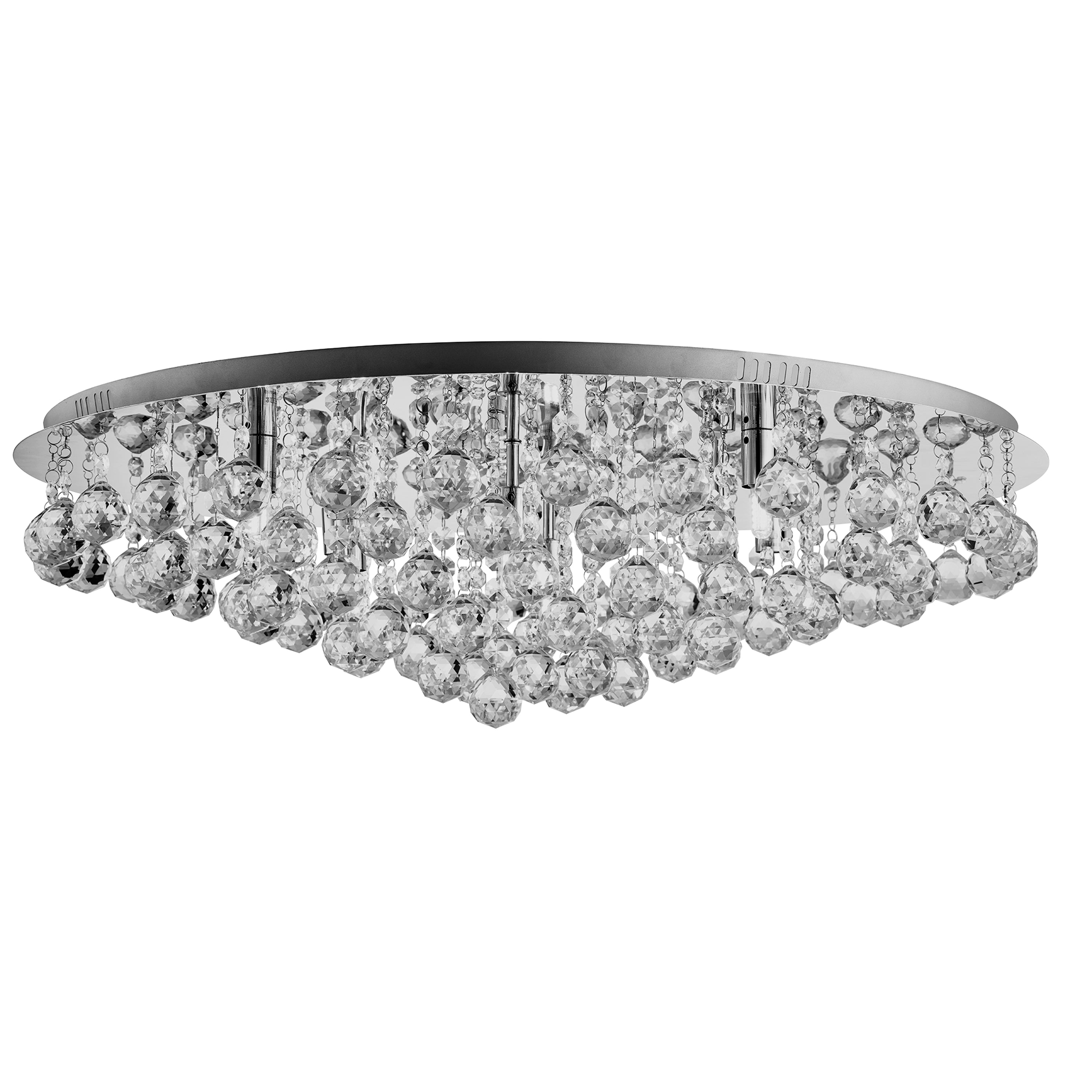 Searchlight Hampstead 8 Light Flush - Chrome with Clear Crystal Pyramid Drops