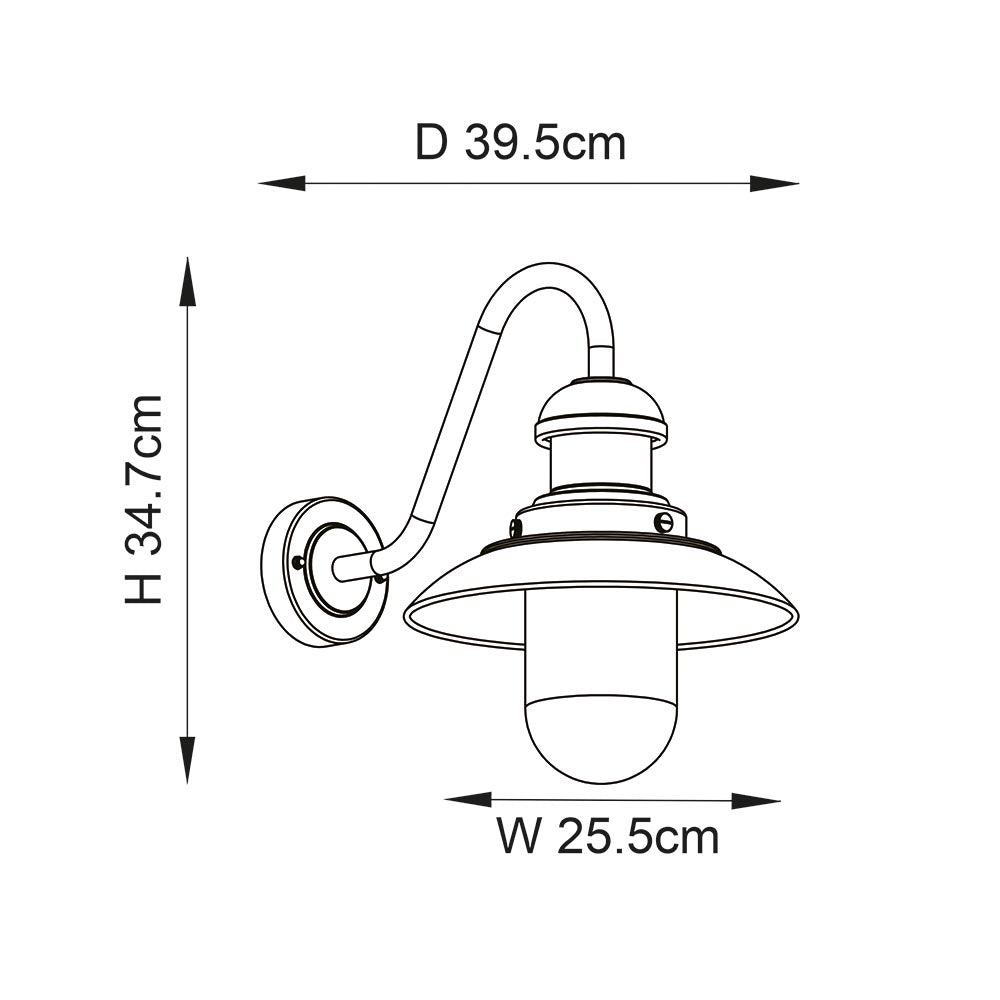 Endon Hereford Single Light Fisherman Arm Wall Light - Matt Black & Clear Glass