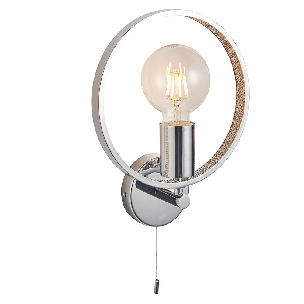 Endon Merola Single Light Wall - Chrome Plate & Clear Faceted Acrylic