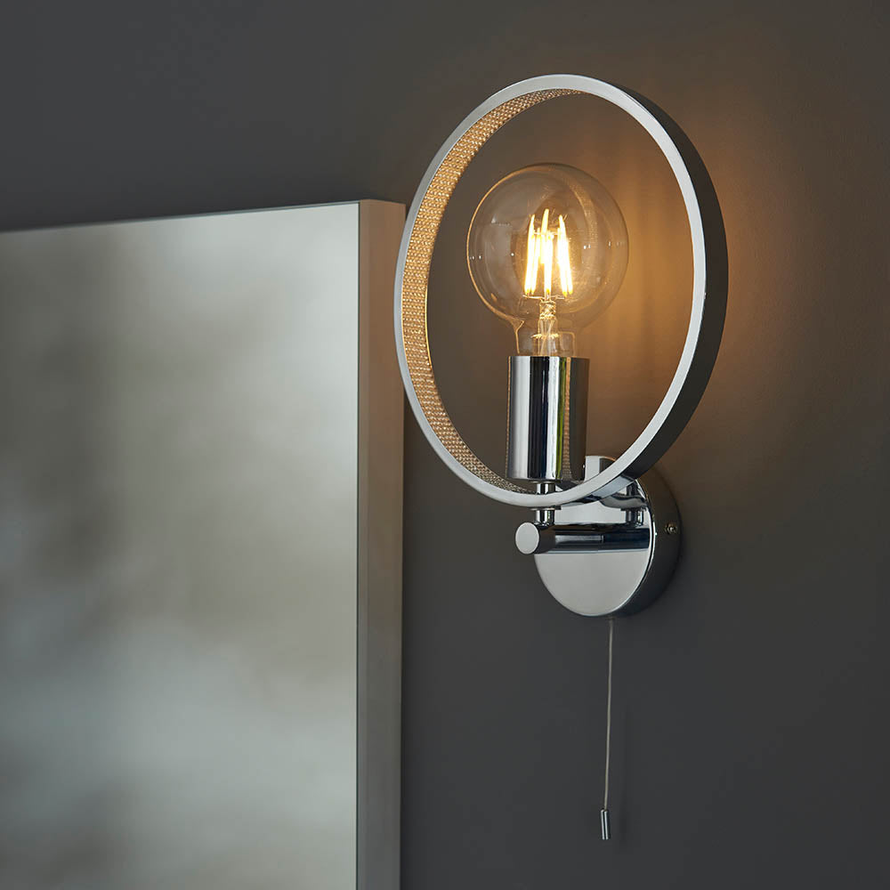 Endon Merola Single Light Wall - Chrome Plate & Clear Faceted Acrylic