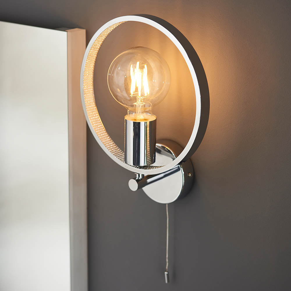 Endon Merola Single Light Wall - Chrome Plate & Clear Faceted Acrylic