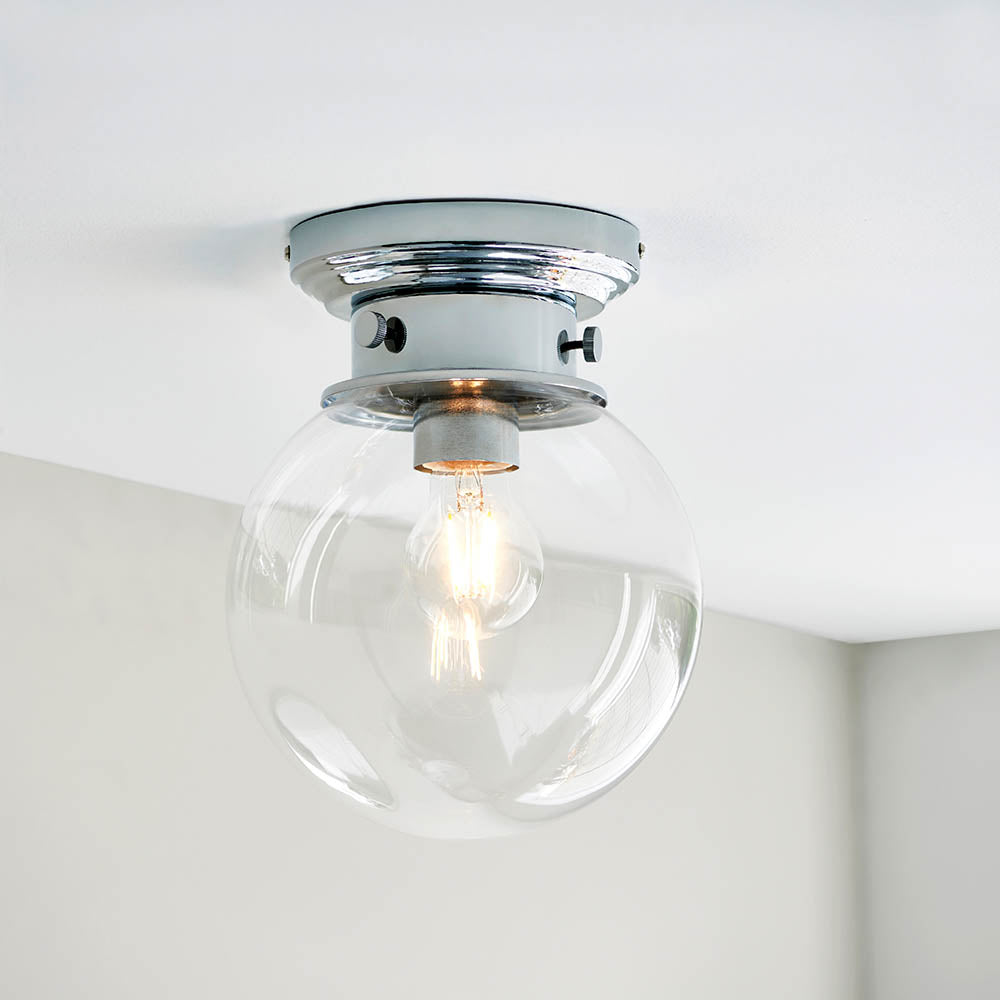 Endon Cheswick Single Light Flush - Chrome Plate & Clear Glass