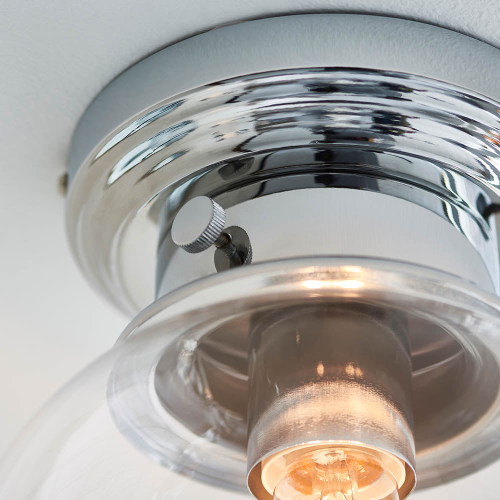 Endon Cheswick Single Light Flush - Chrome Plate & Clear Glass