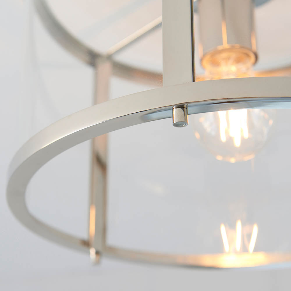 Endon Hopton Single Light Flush - Bright Nickel Plate & Clear Glass