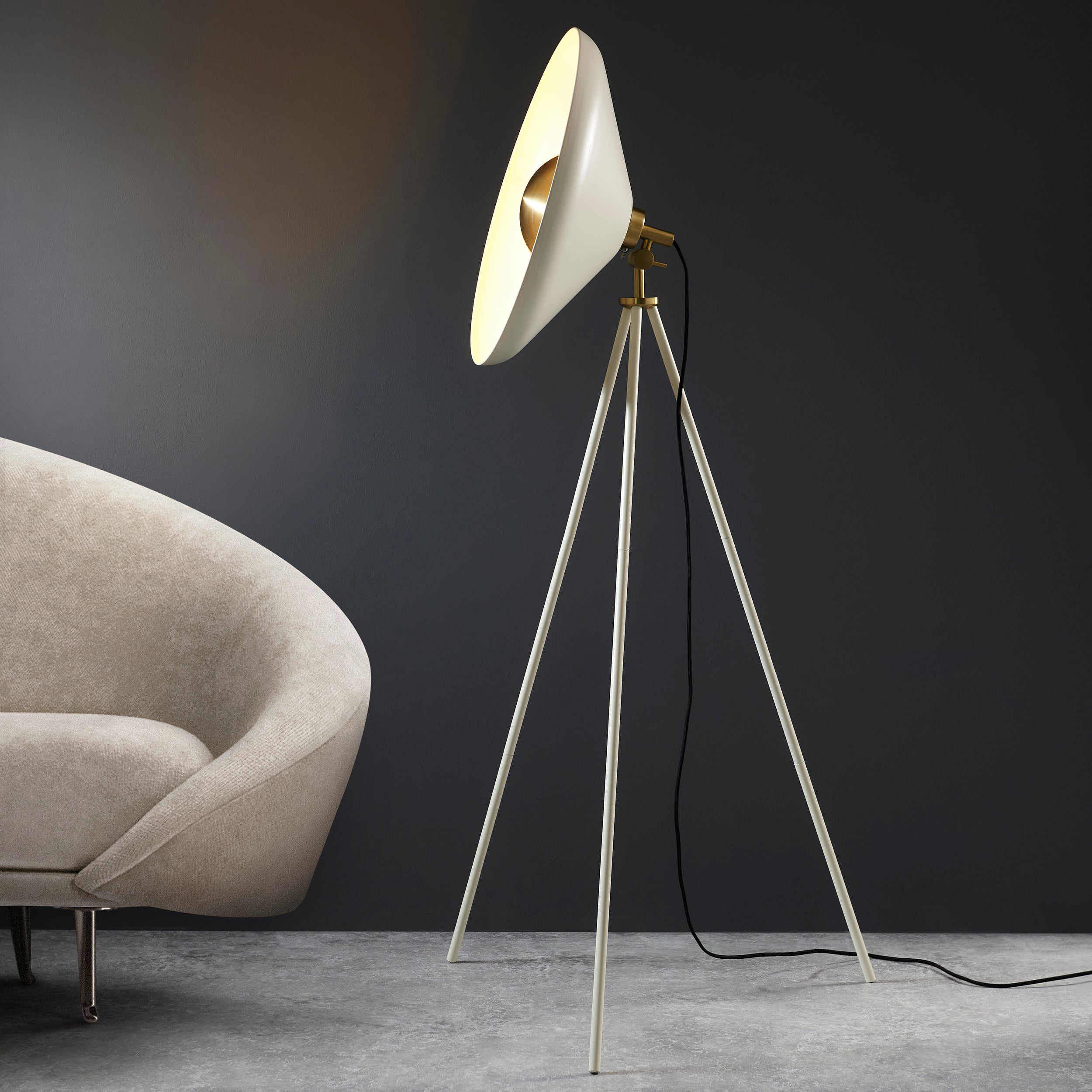 Endon Satellite Coned Floor Light - Brushed Brass Plate & Warm White