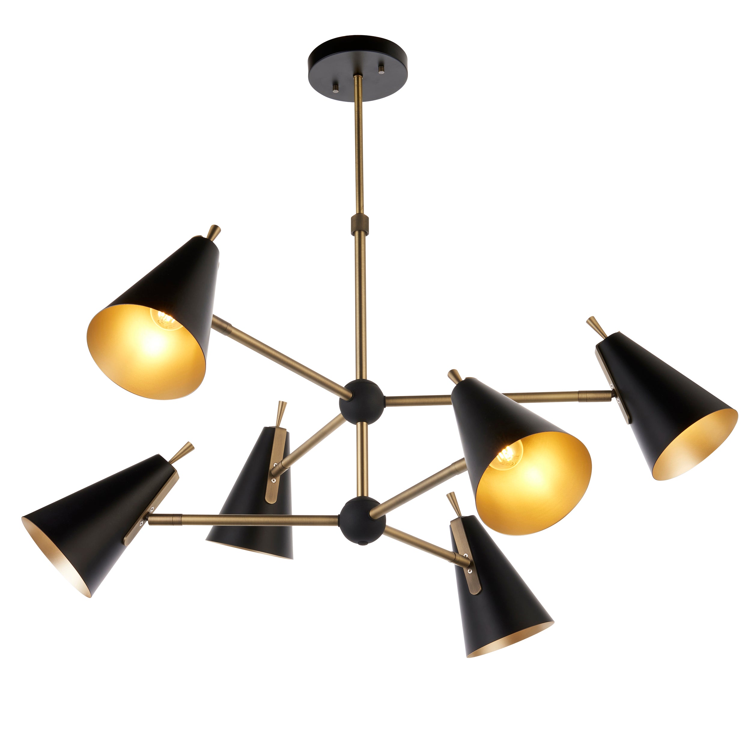Endon Horn Mid Century 6 Light Pendant - Matt Antique Gold & Matt Black