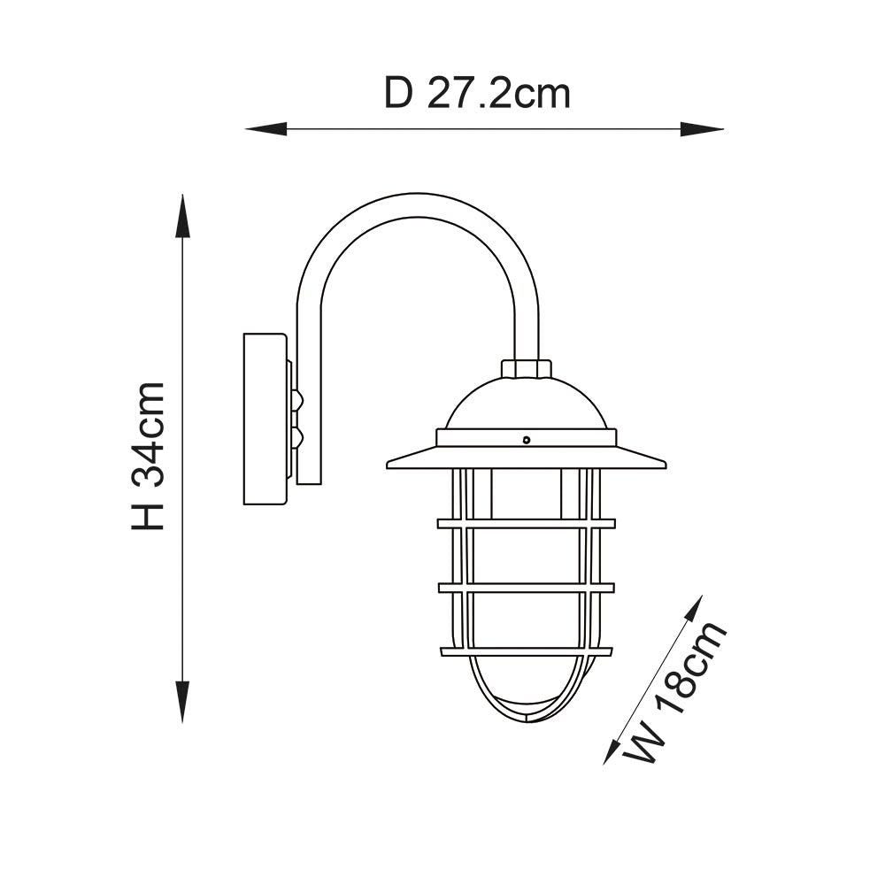 Endon Port Single Light Wall - Textured Black & Clear Glass
